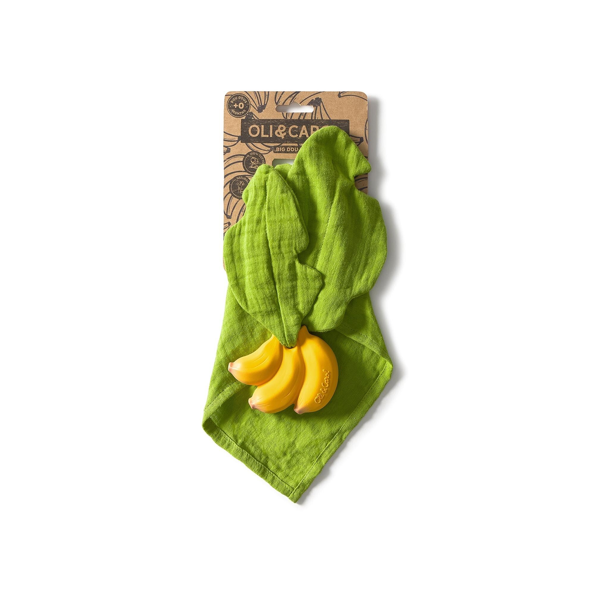 Doudou Maxi de Borracha Natural e Algodão Orgânico - Banana Multicolor-3