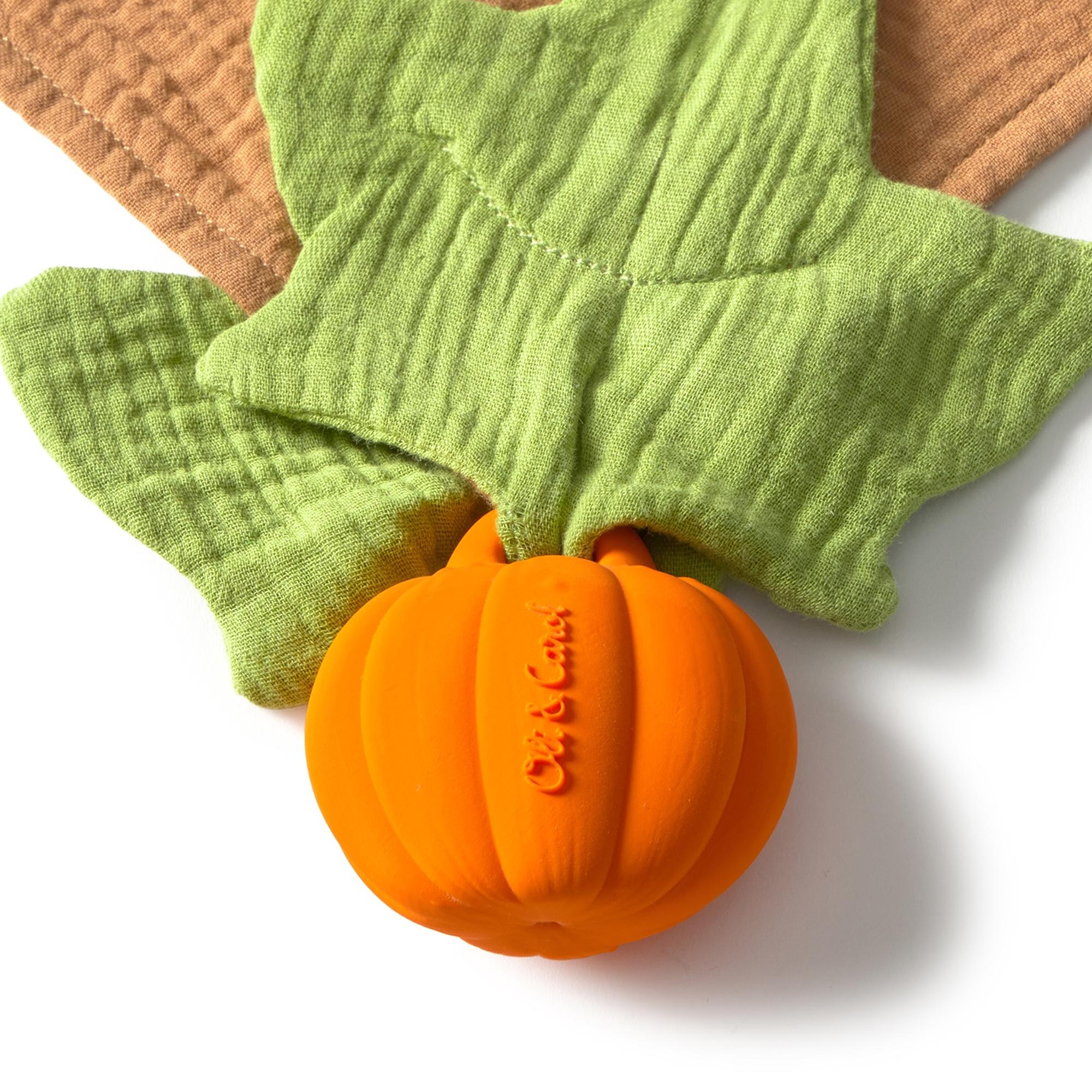 Doudou Maxi de Borracha Natural e Algodão Orgânico - Abóbora Multicolor-2