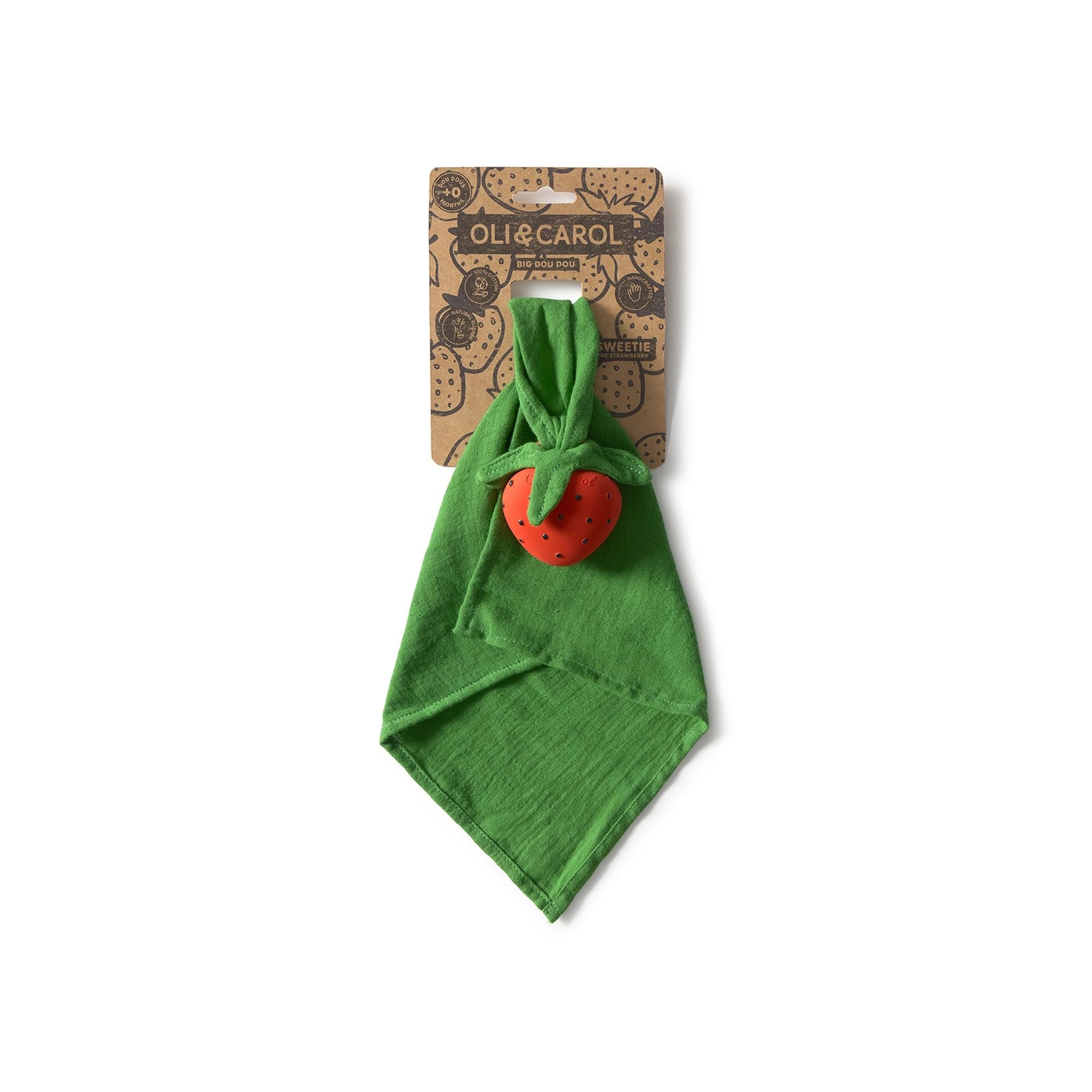 Doudou maxi Oli&Carol Borracha Natural e Algodão Orgânico Morango Multicolor-3