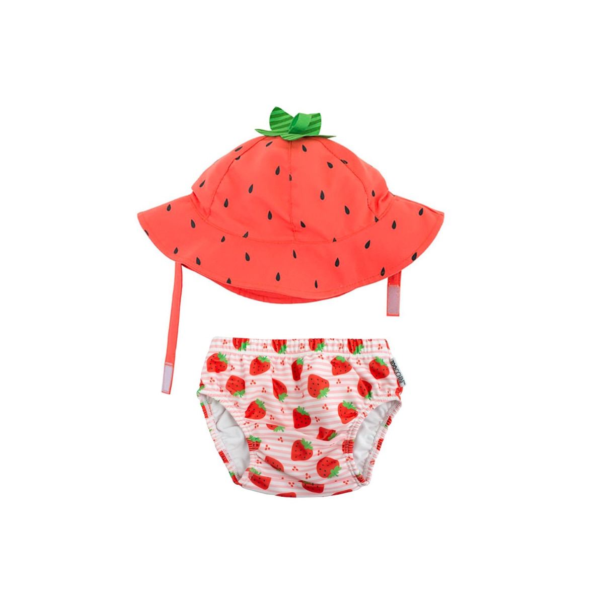Zoocchini - Set bañador pañal + gorro upf 50 Zoocchini fresa 6-12meses.