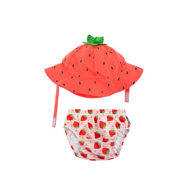 Set bañador pañal + gorro upf 50 Zoocchini fresa 12-24meses