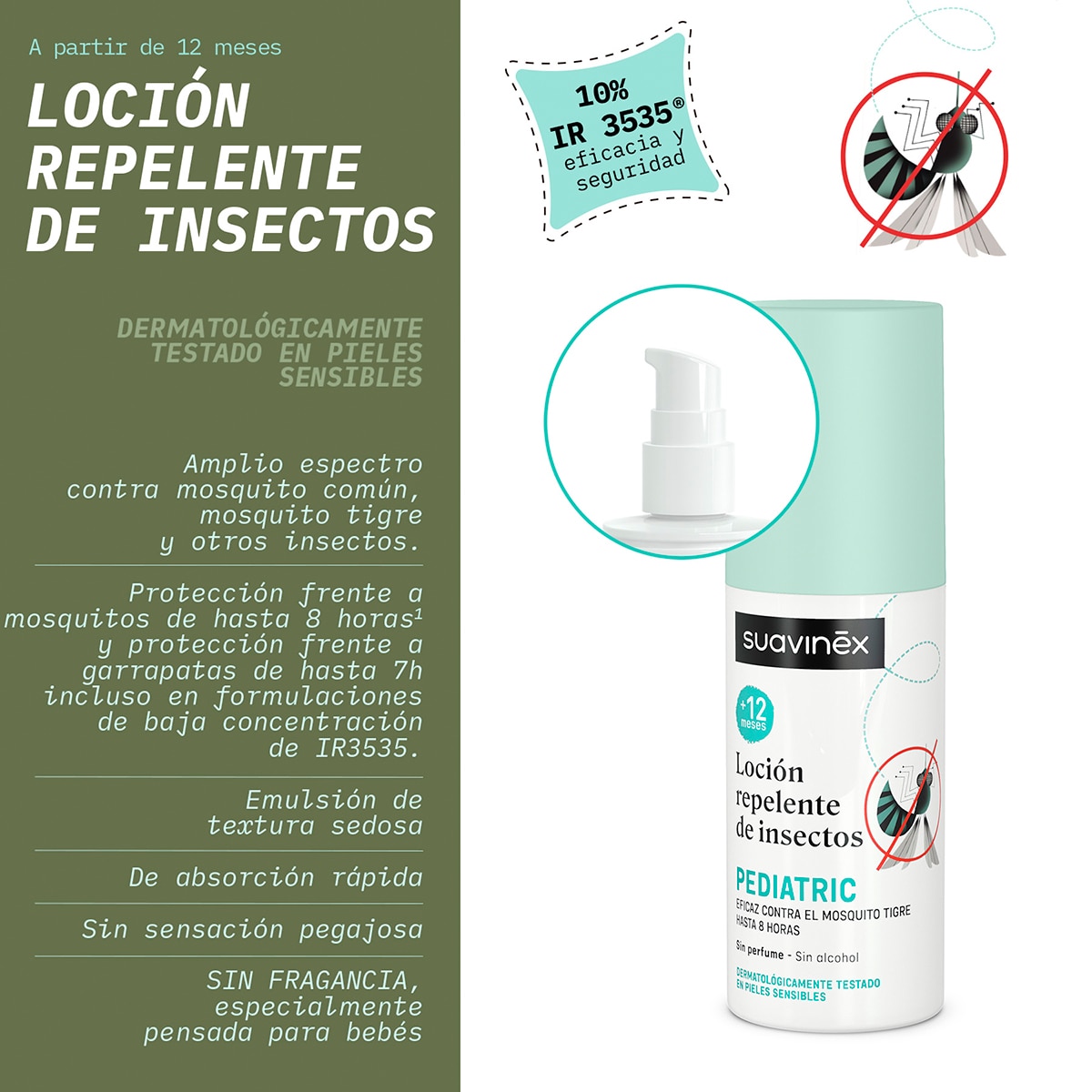 Locion Repelente Insectos Bebés Suavinex +12 Meses 100ml - Blanco Blanco-3