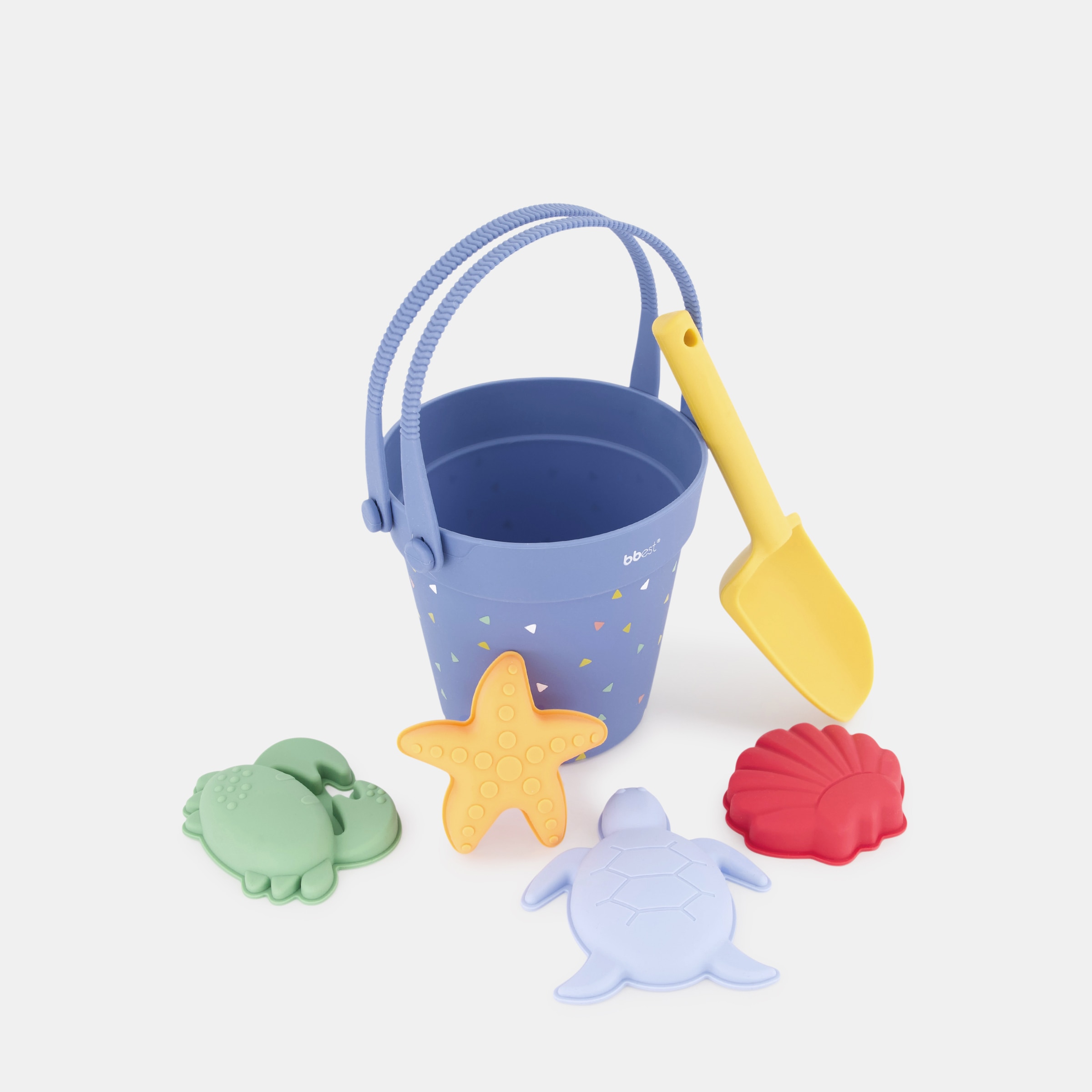 Balde de Praia em Silicone com Pá e Moldes Multicolor-2