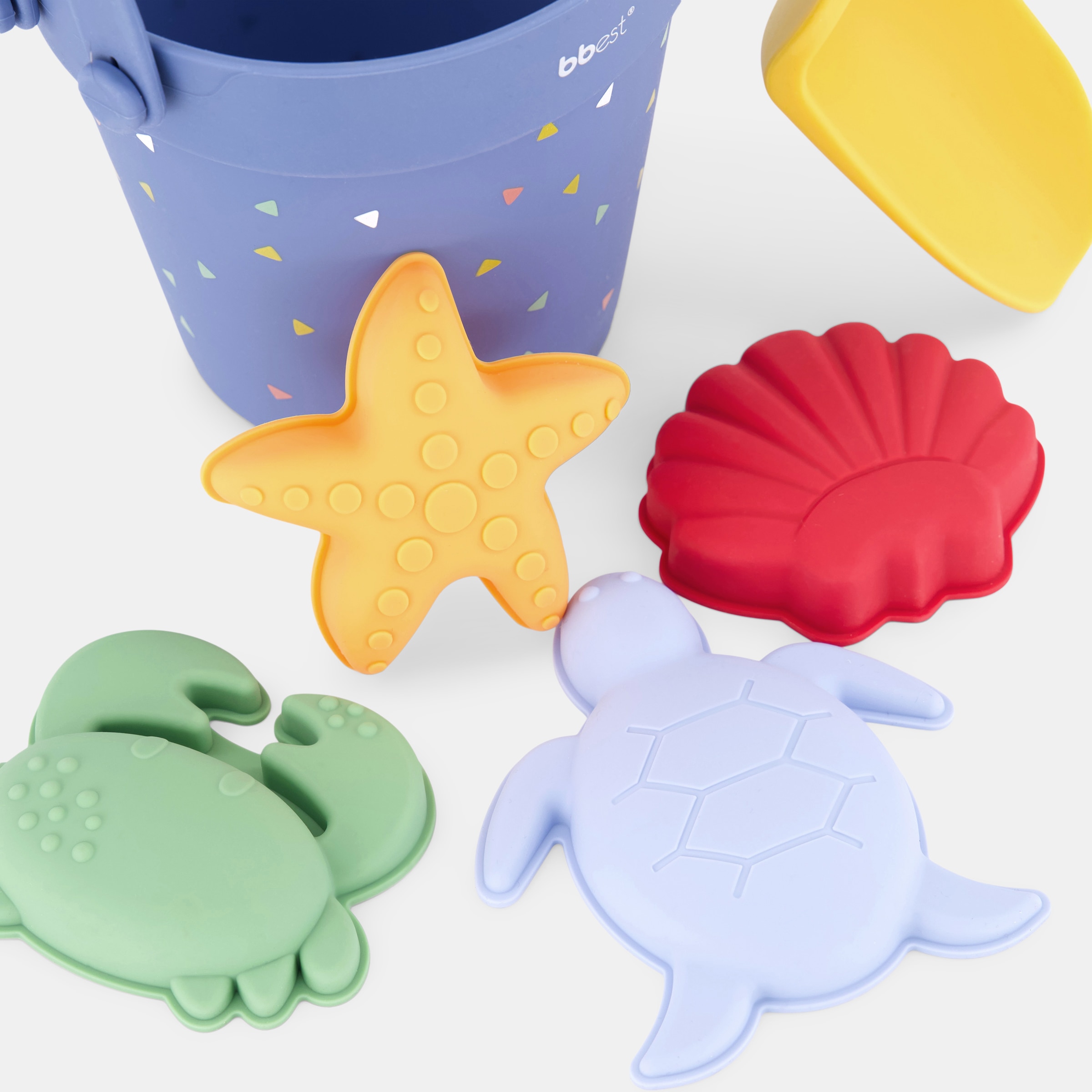 Balde de Praia em Silicone com Pá e Moldes Multicolor-3