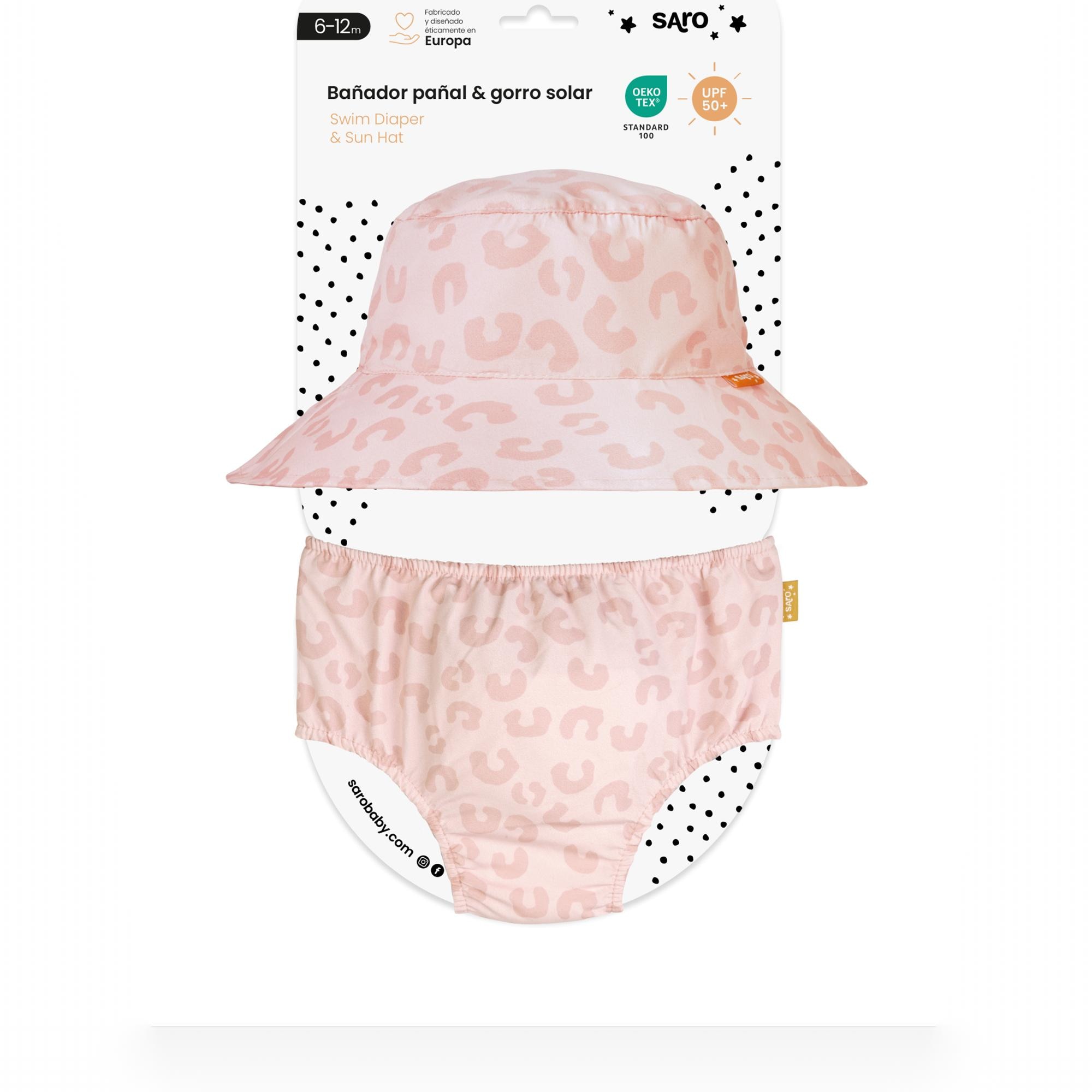 Saro - Set bañador pañal + gorro upf 50 Saro 6-12 meses colección Wild.