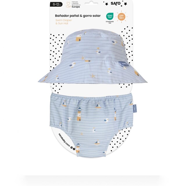 Set bañador pañal + gorro upf 50 Saro 6-12 meses colección Havy Hugs