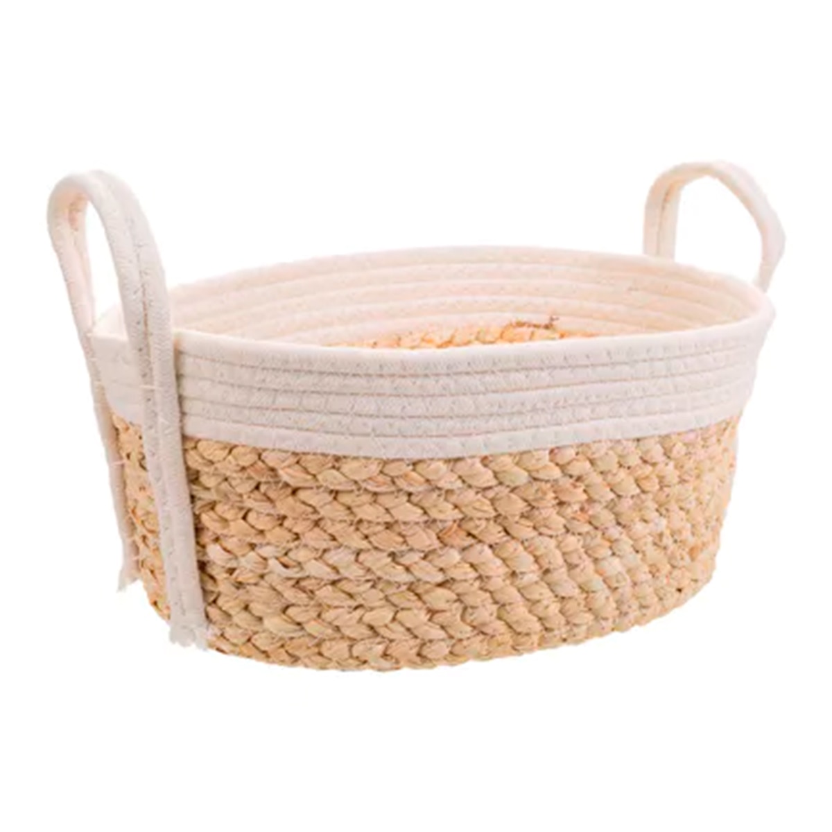 Cesta Meng de tela y cuerda grande - Blanco Blanco-1