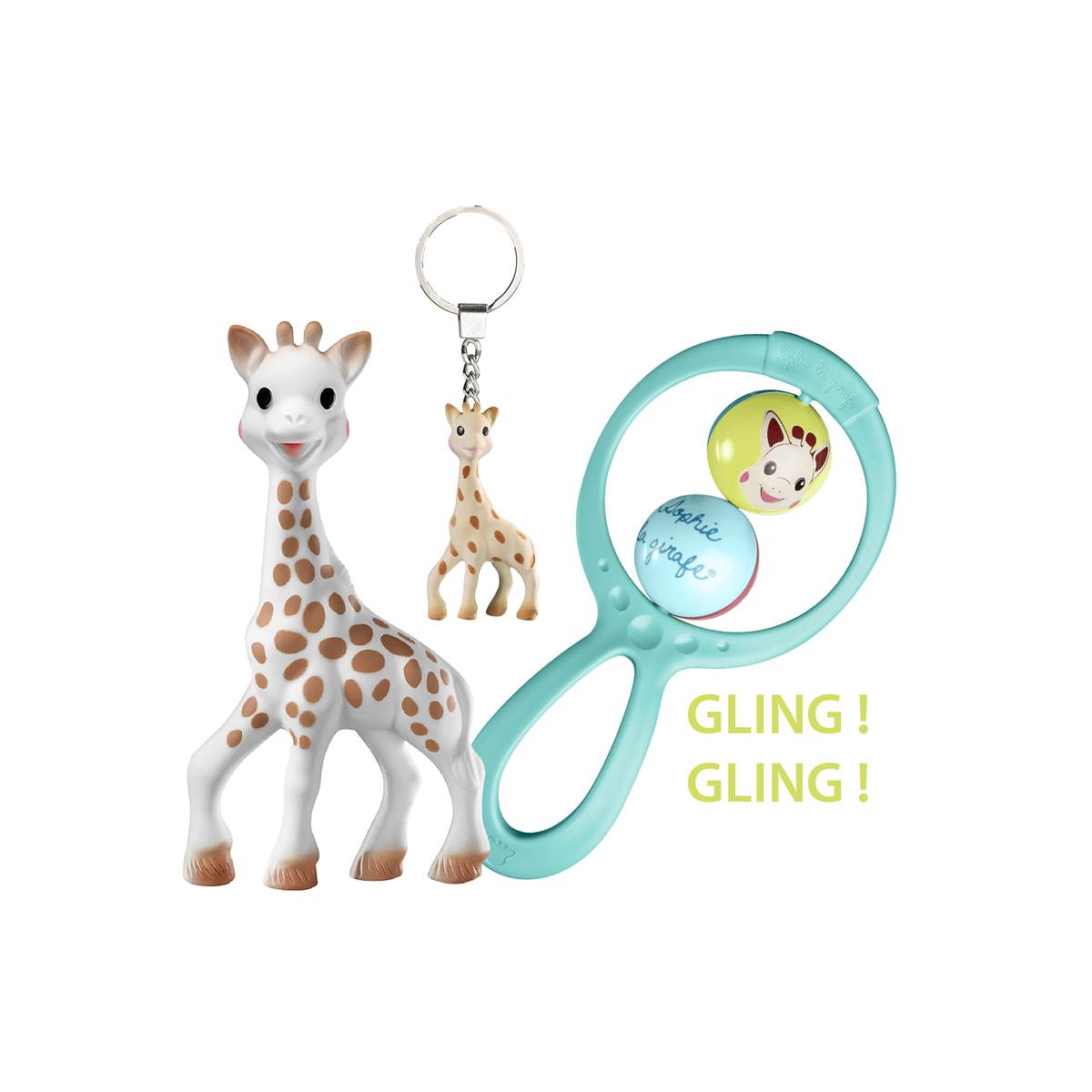 Imagem 0 de Pack de oferta Sophie La Girafe Mordedor Sophie La Girafe + Roca Swing + Porta-chaves Sophie bege