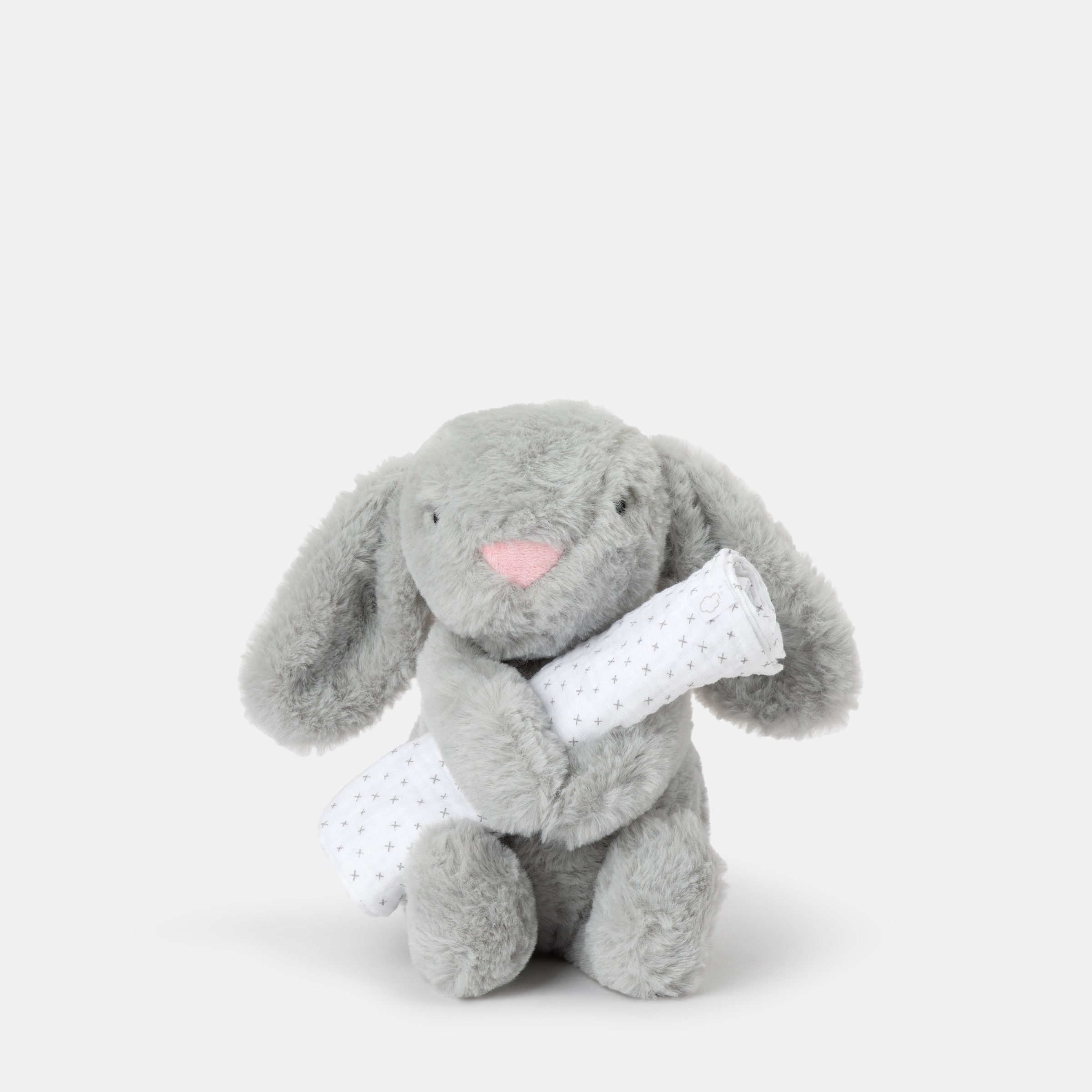 Pack de Presente Peluche Coelho com Musselina Cinzento-1