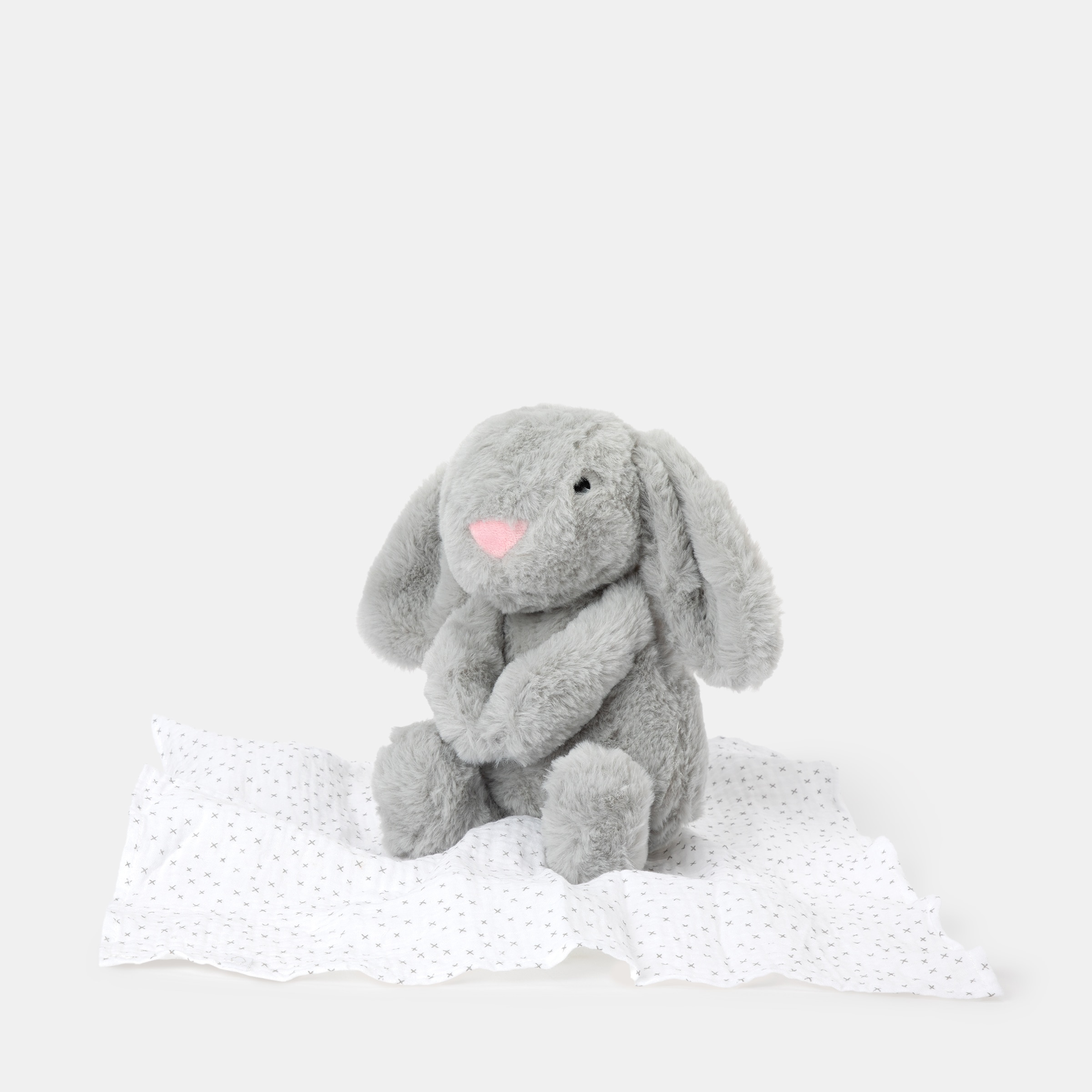 Pack de Presente Peluche Coelho com Musselina Cinzento-2