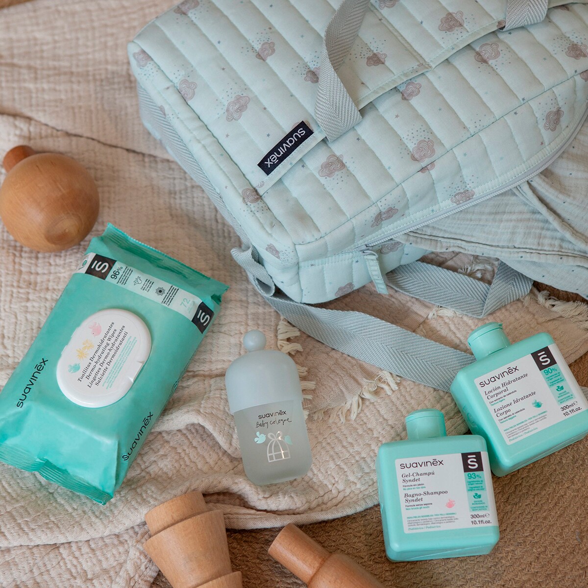 Bolso de Paseo Suavinex con Cosmética Maternidad Verde Agua-4