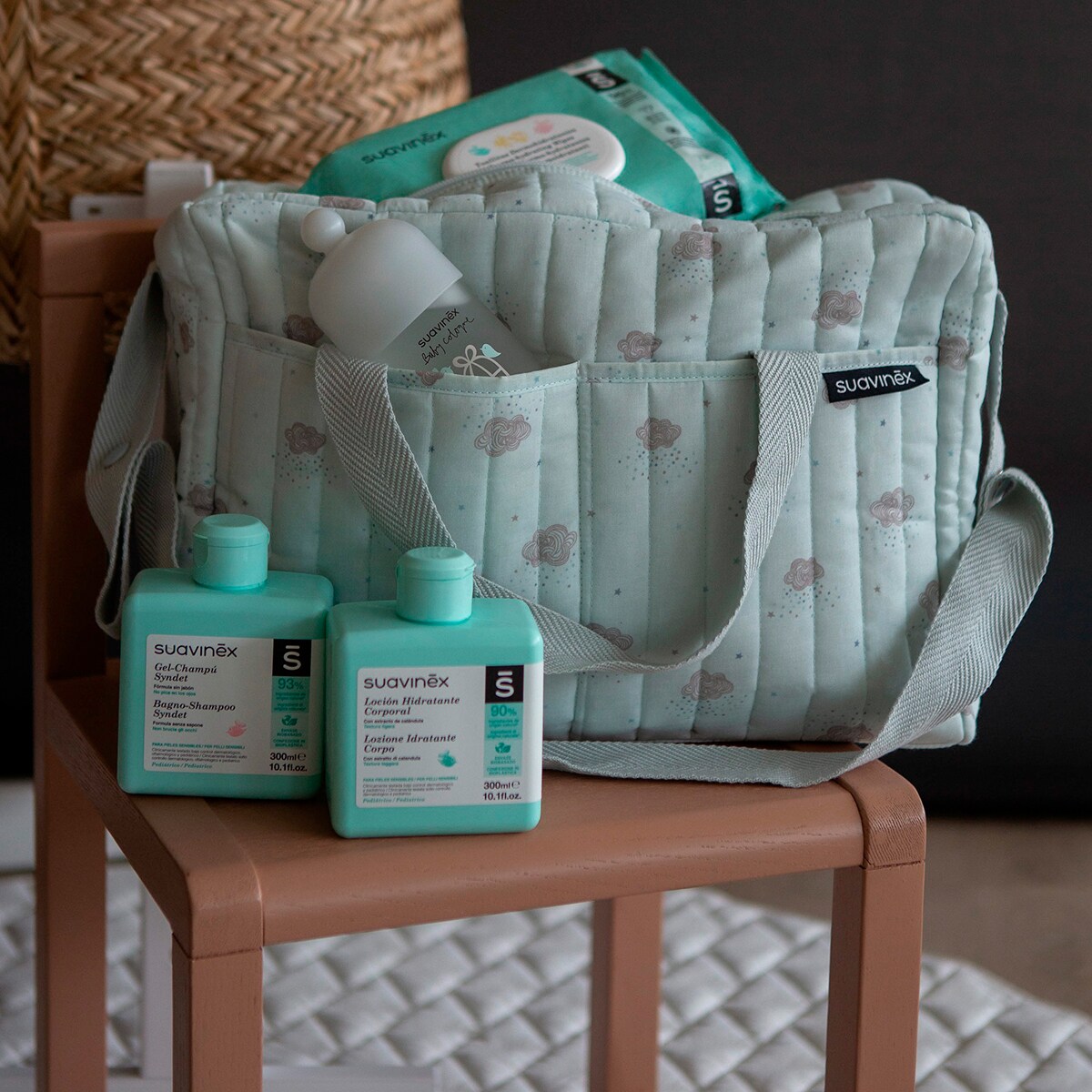 Bolso de Paseo Suavinex con Cosmética Maternidad Verde Agua-5