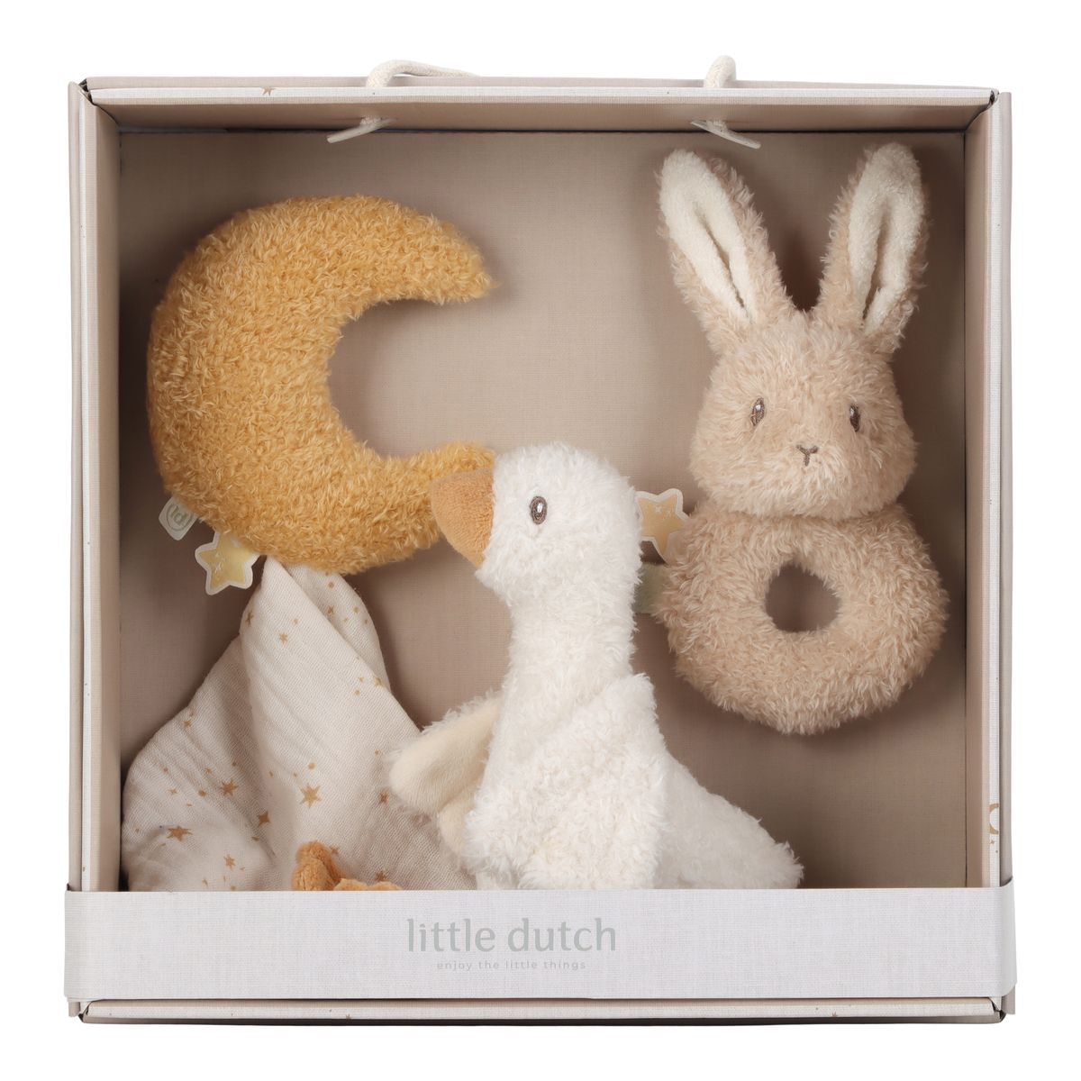 Caixa presente Little Dutch peluche, mordedor e doudou Newborn Naturals Bege Serra-6