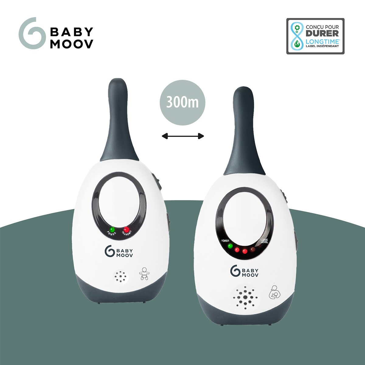 Babymoov Vigilabebés de audio Simply Care - alcance 300 metros - Blanco Blanco-3