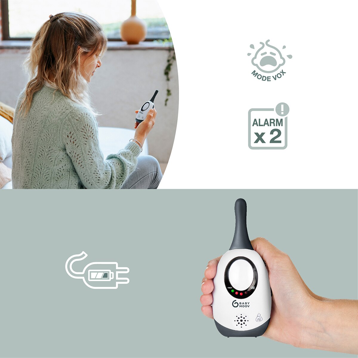Babymoov Vigilabebés de audio Simply Care - alcance 300 metros - Blanco Blanco-4