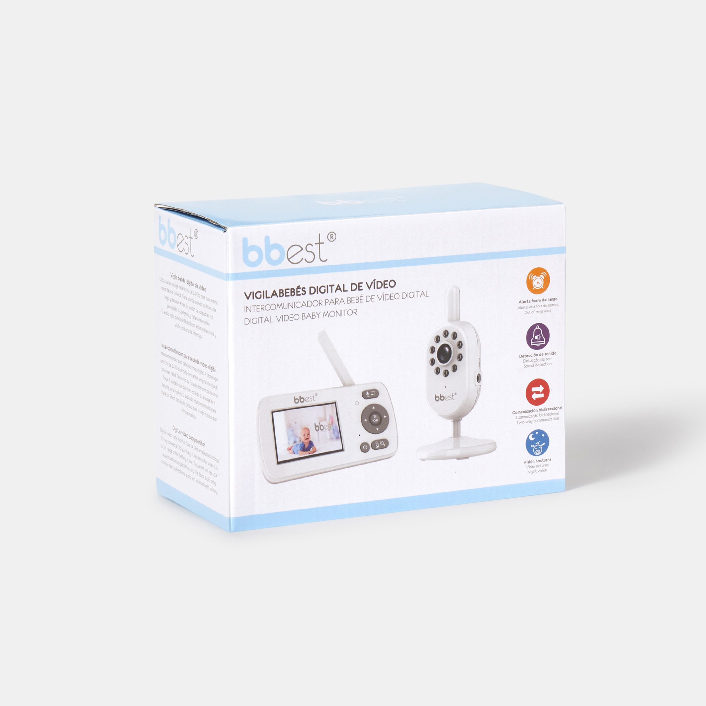 Intercomunicador digital de vídeo Bbmonitor 2,4'' branco Branco-3