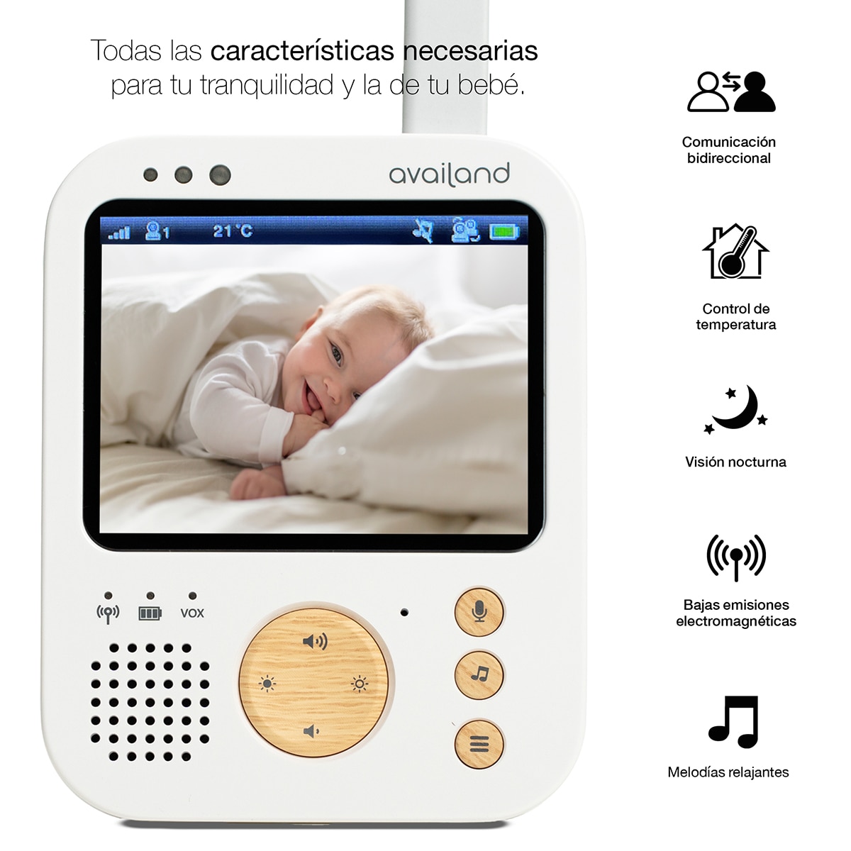 Vigilabebés Availand Nordic Evo2 3,5" blanco/madera - Blanco / Madera Blanco / Madera-4