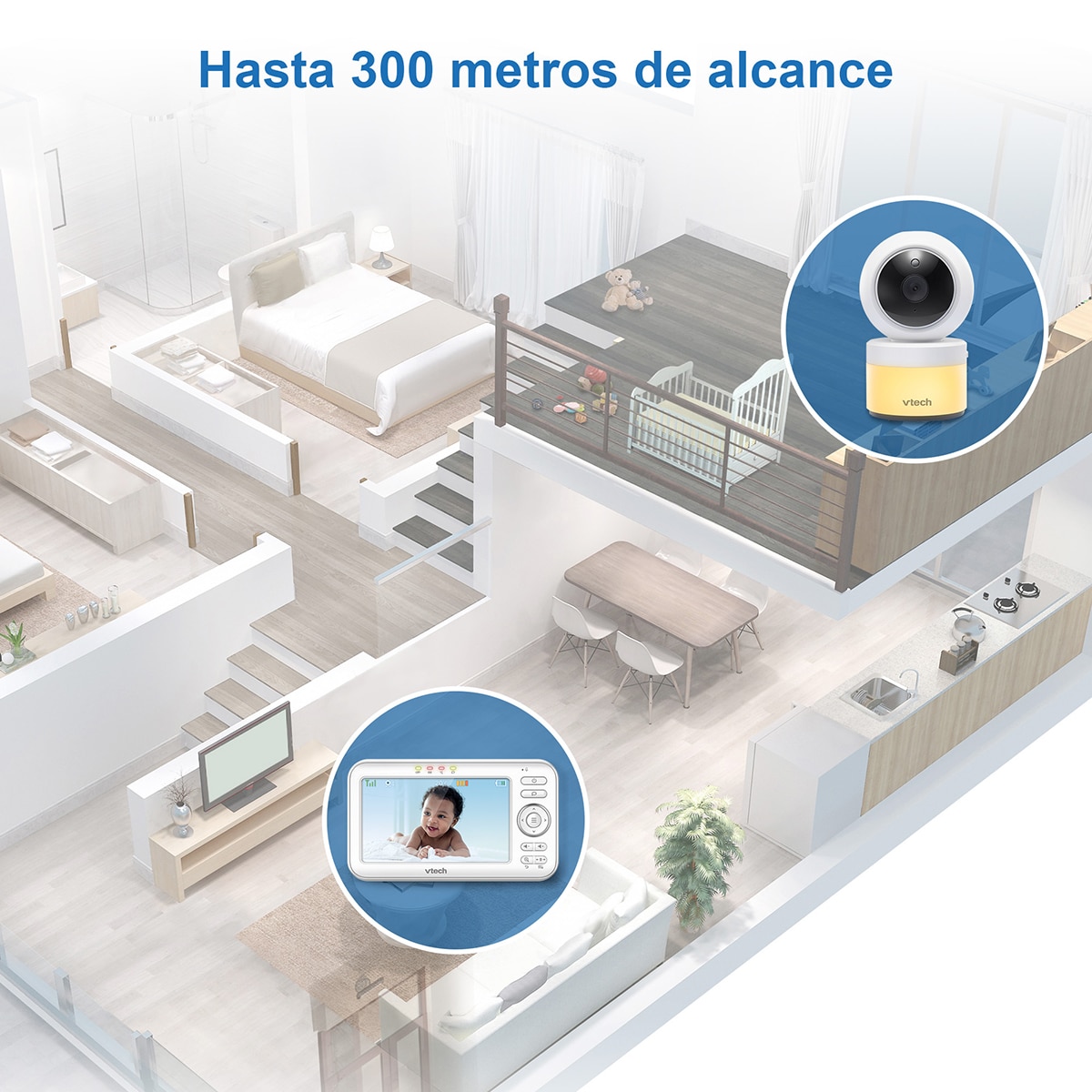 Monitor de Bebés com Ecrã de 5 Polegadas, Câmara de Deteção de Movimento e Projeção de Luz Branco-5