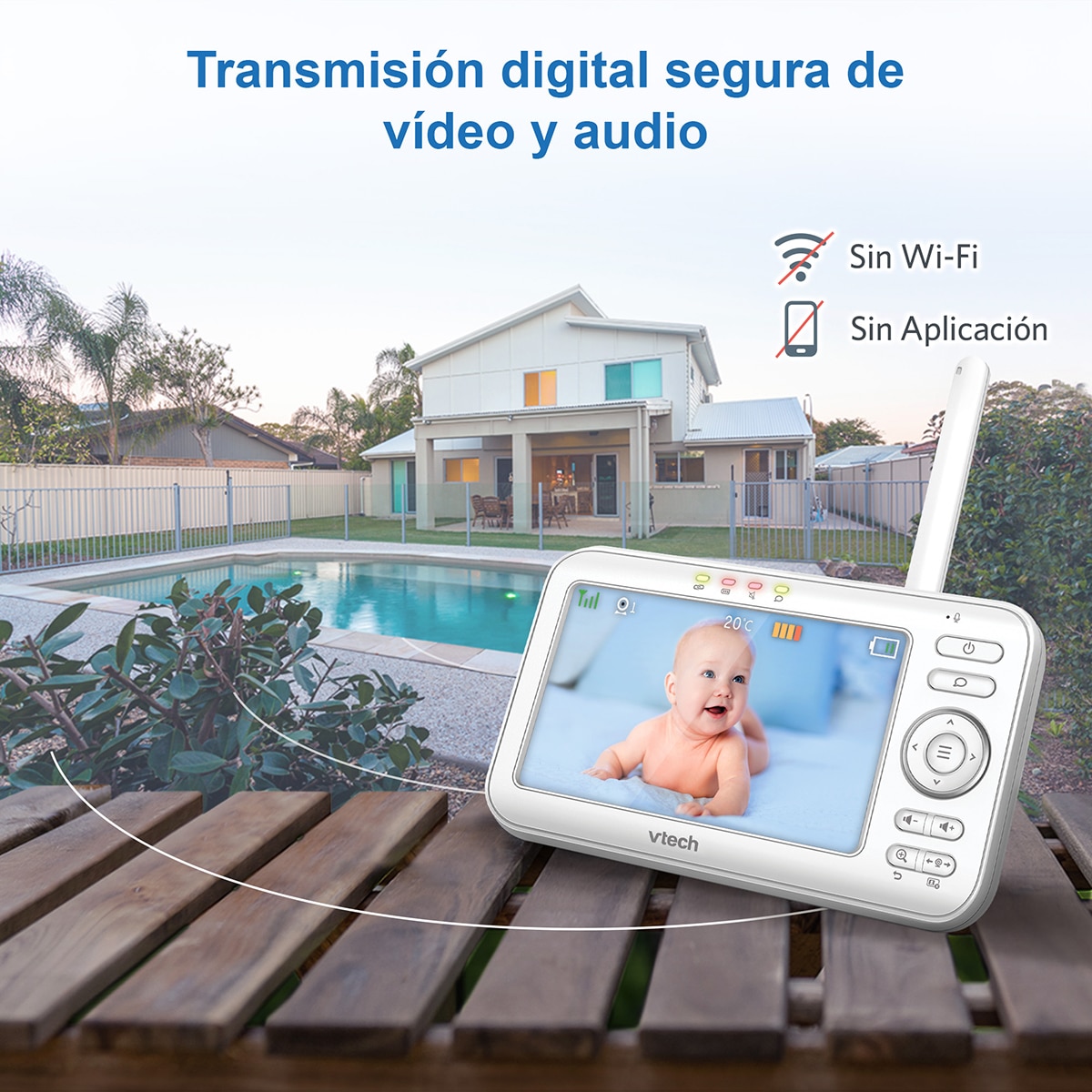 Monitor de Bebés com Ecrã de 5 Polegadas, Câmara de Deteção de Movimento e Projeção de Luz Branco-6
