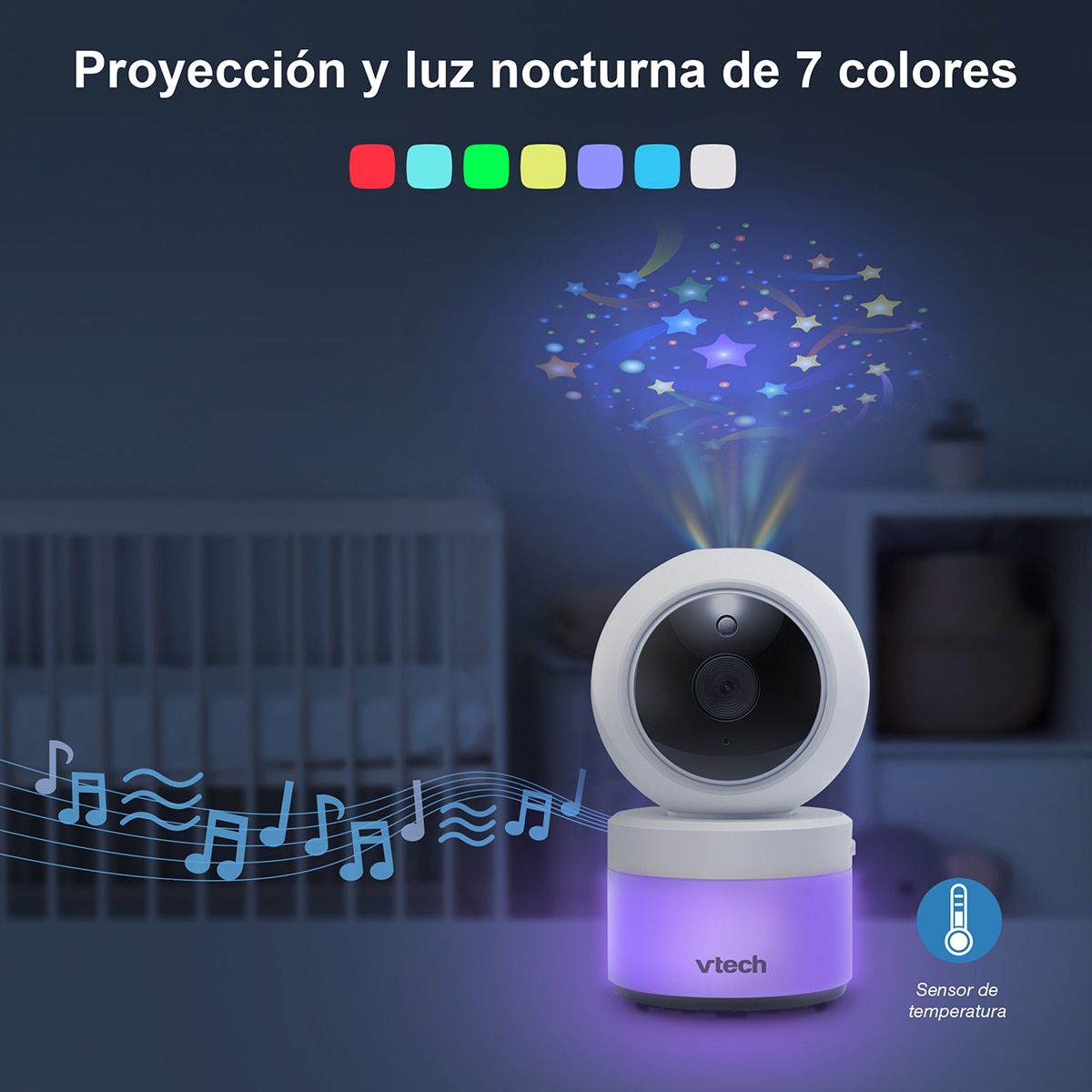Monitor de Bebés com Ecrã de 5 Polegadas, Câmara de Deteção de Movimento e Projeção de Luz Branco-8