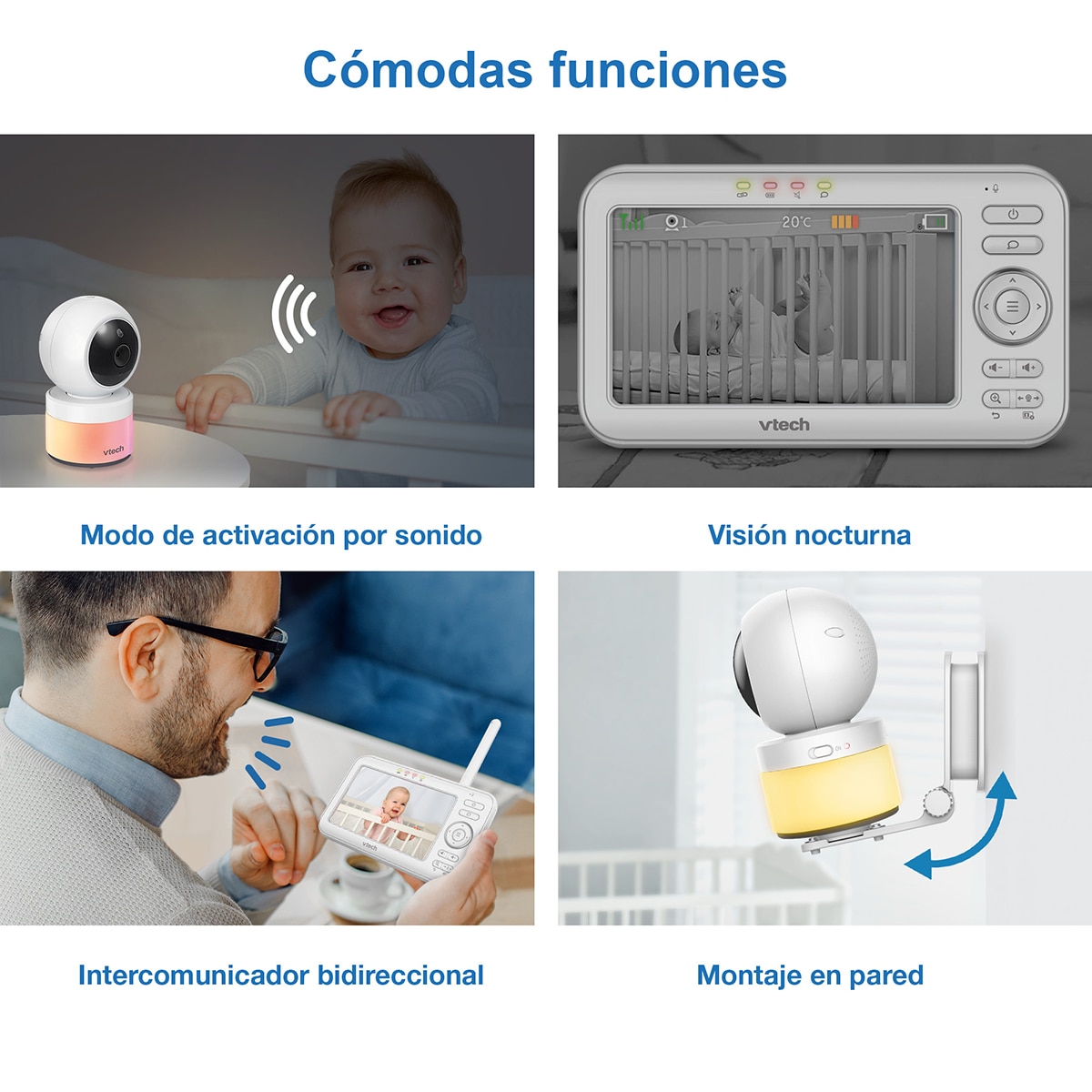 Monitor de Bebés com Ecrã de 5 Polegadas, Câmara de Deteção de Movimento e Projeção de Luz Branco-9