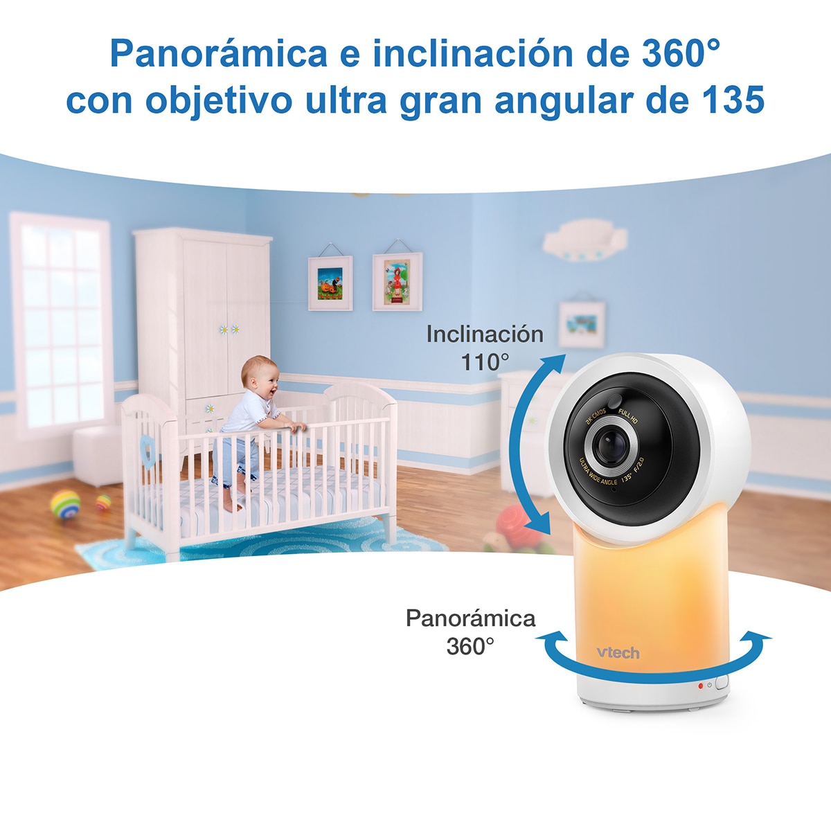Monitor de Bebés Wifi com Ecrã Full HD de 5" e Controlo Através da Aplicação Gratuita Branco-8
