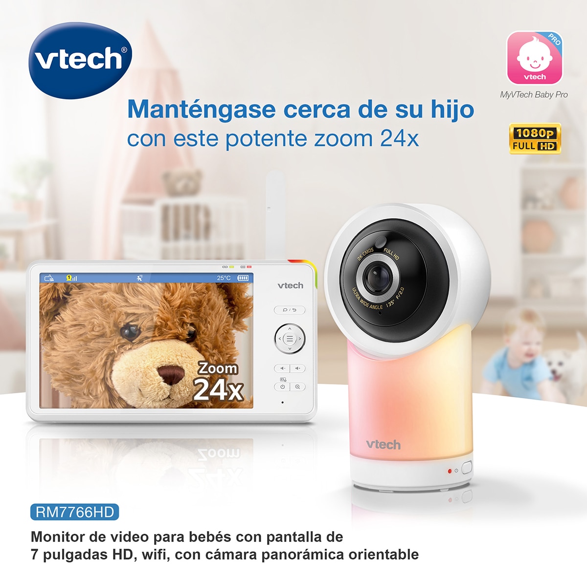 Intercomunicador VTECH WIFI Conectado com Ecrã Full HD  de 7" com Controlo Através da APP gratuita Branco-7