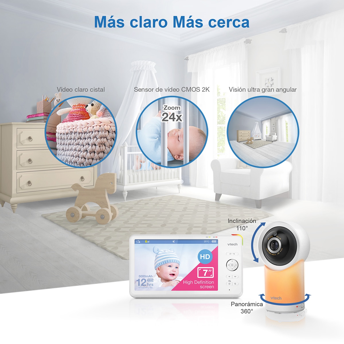 Intercomunicador VTECH WIFI Conectado com Ecrã Full HD  de 7" com Controlo Através da APP gratuita Branco-8