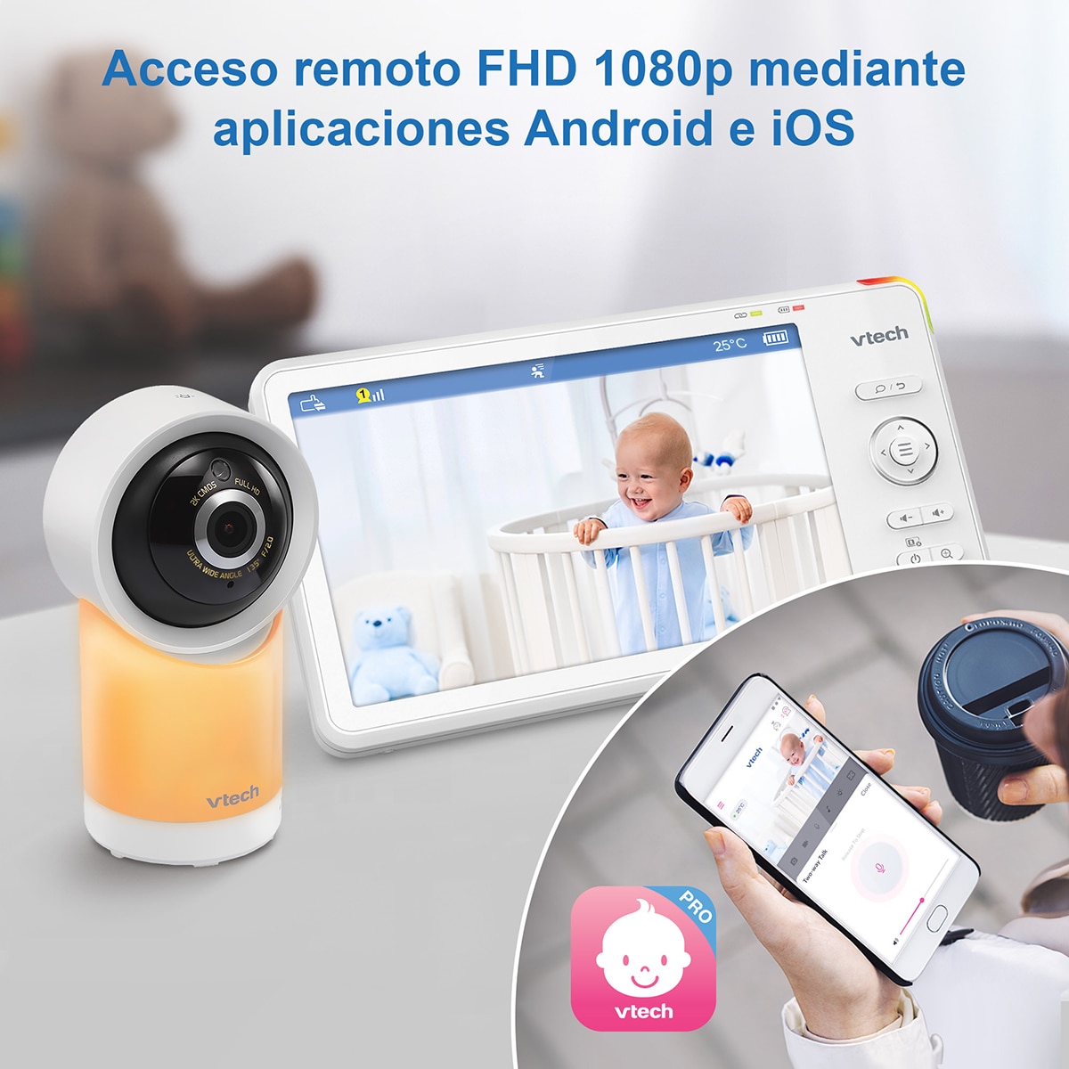 Intercomunicador VTECH WIFI Conectado com Ecrã Full HD  de 7" com Controlo Através da APP gratuita Branco-10