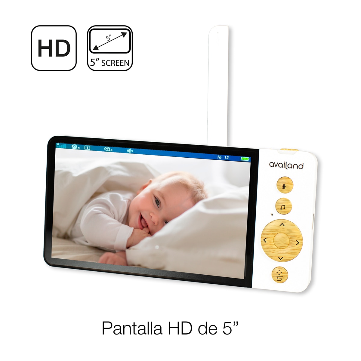 Monitor de Bebé Sphera com Ecrã de 5 Polegadas e 2 Câmaras Branco-5