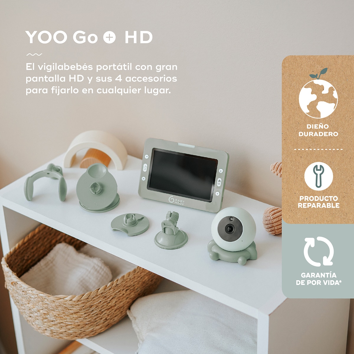 Intercomunicador de Vídeo YOO GO + HD com Câmara Robótica de Alta Definição Verde-antiquário-2