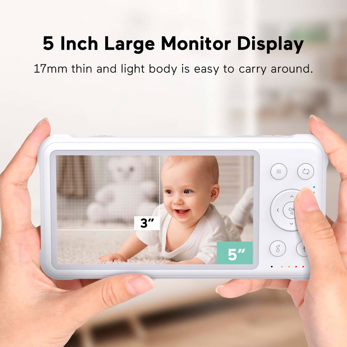 Intercomunicador para bebé Momcozy BM01 ecrã 5" 1080p full HD Branco-2