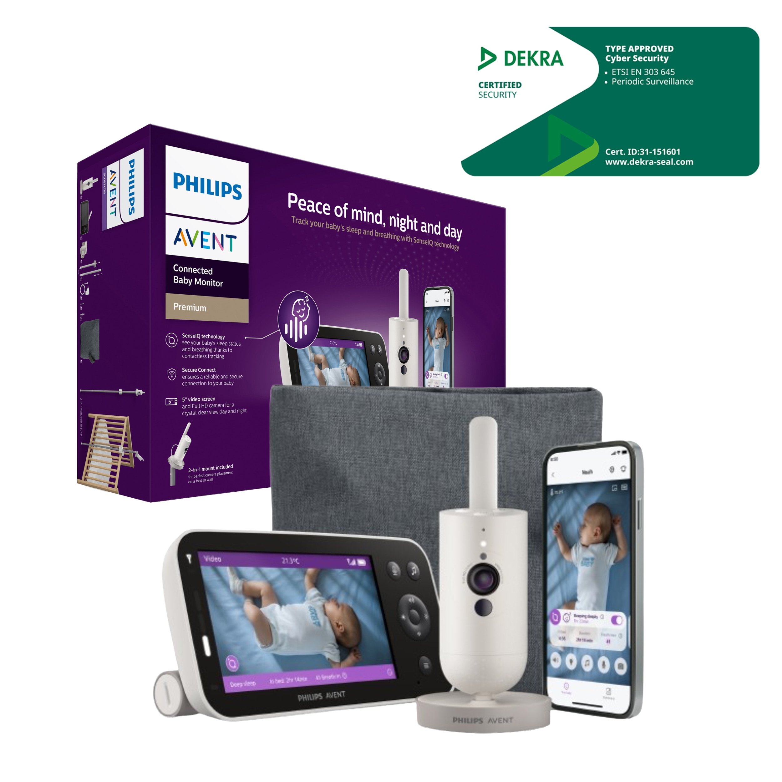 Vigilabebés conectado premium Philips Avent con seguimiento del sueño y respiración