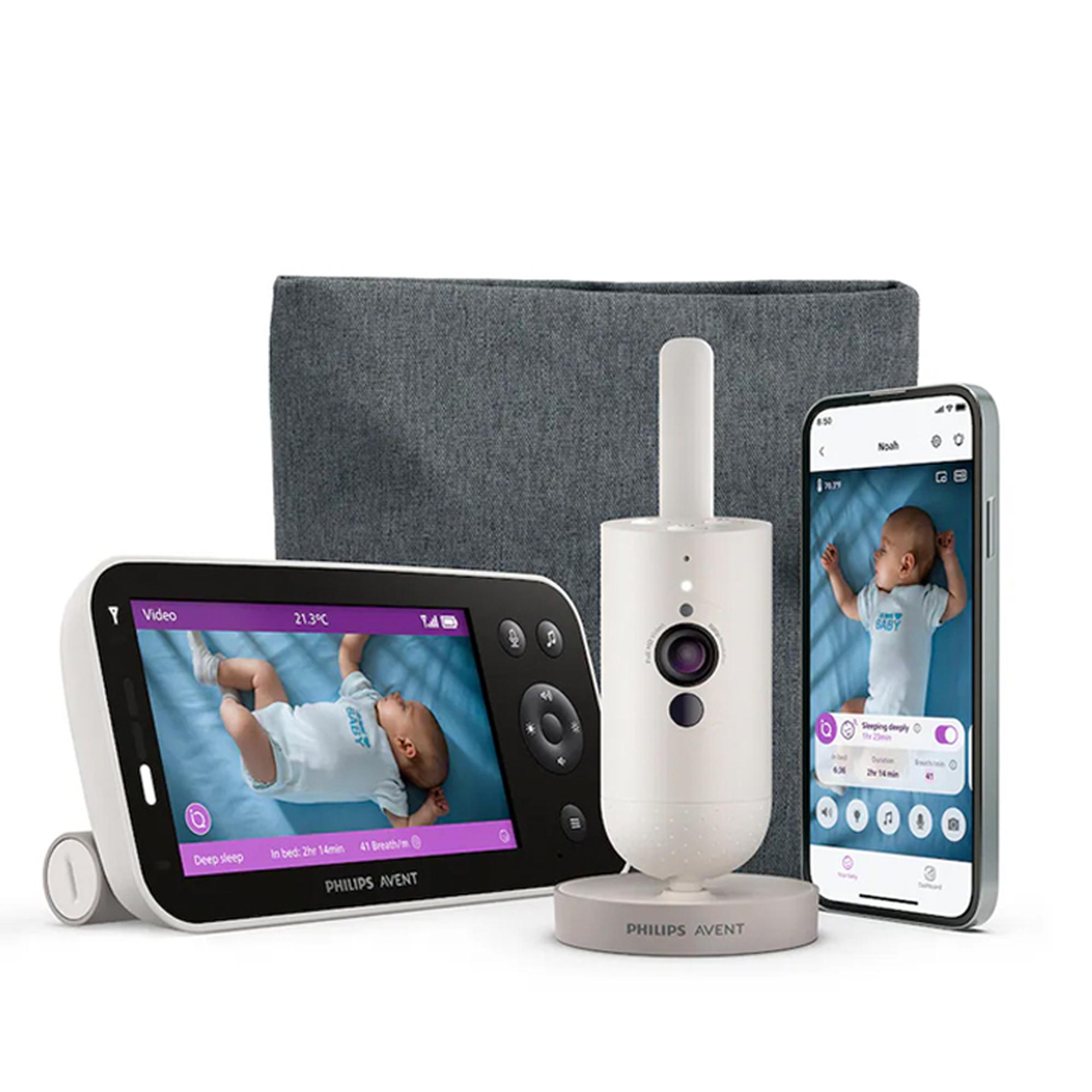 Vigilabebés conectado premium Philips Avent, seguimiento del sueño y respiración sin dispositivos, detección llanto, pantalla 5" - Nácar Nácar-3