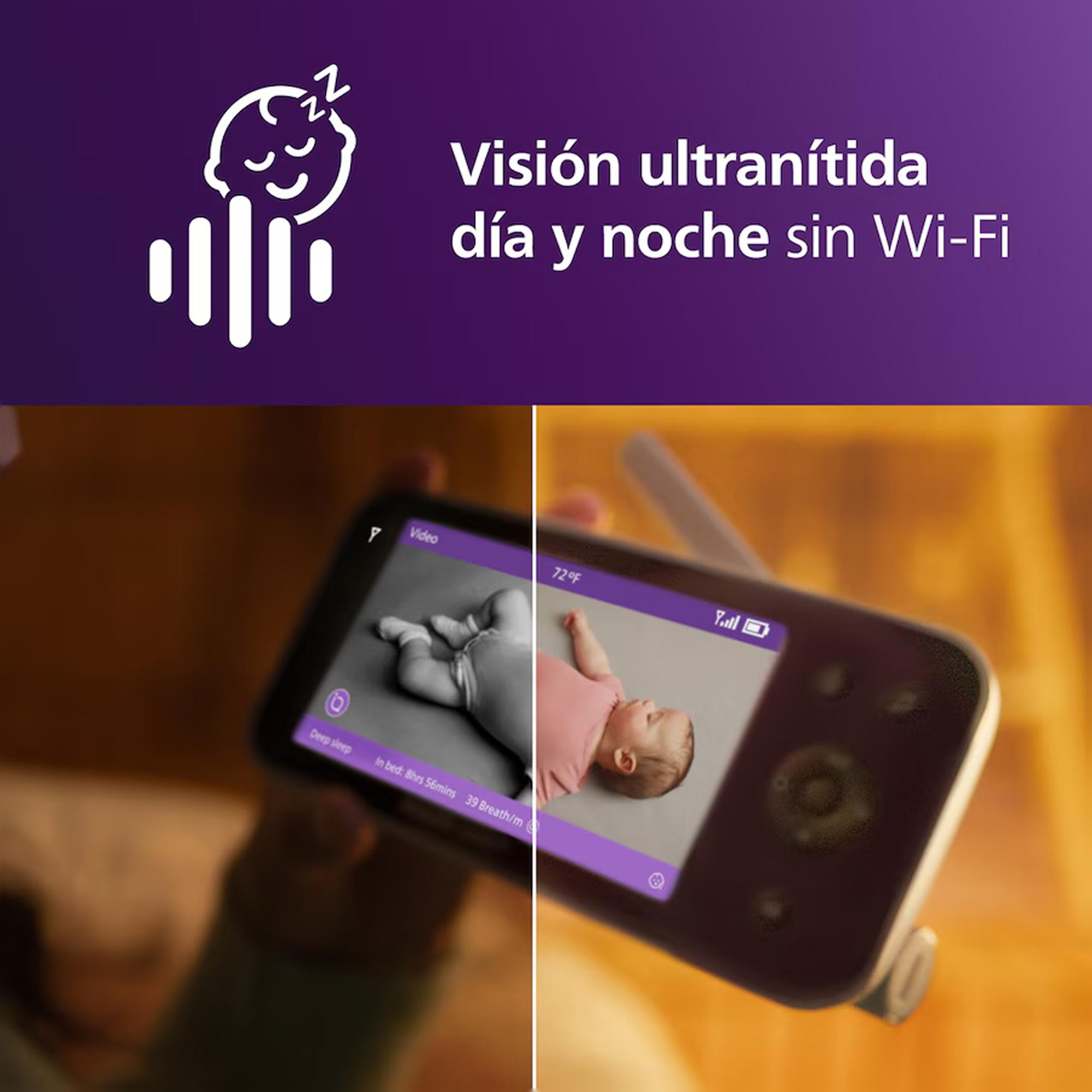Vigilabebés conectado premium Philips Avent, seguimiento del sueño y respiración sin dispositivos, detección llanto, pantalla 5" - Nácar Nácar-4