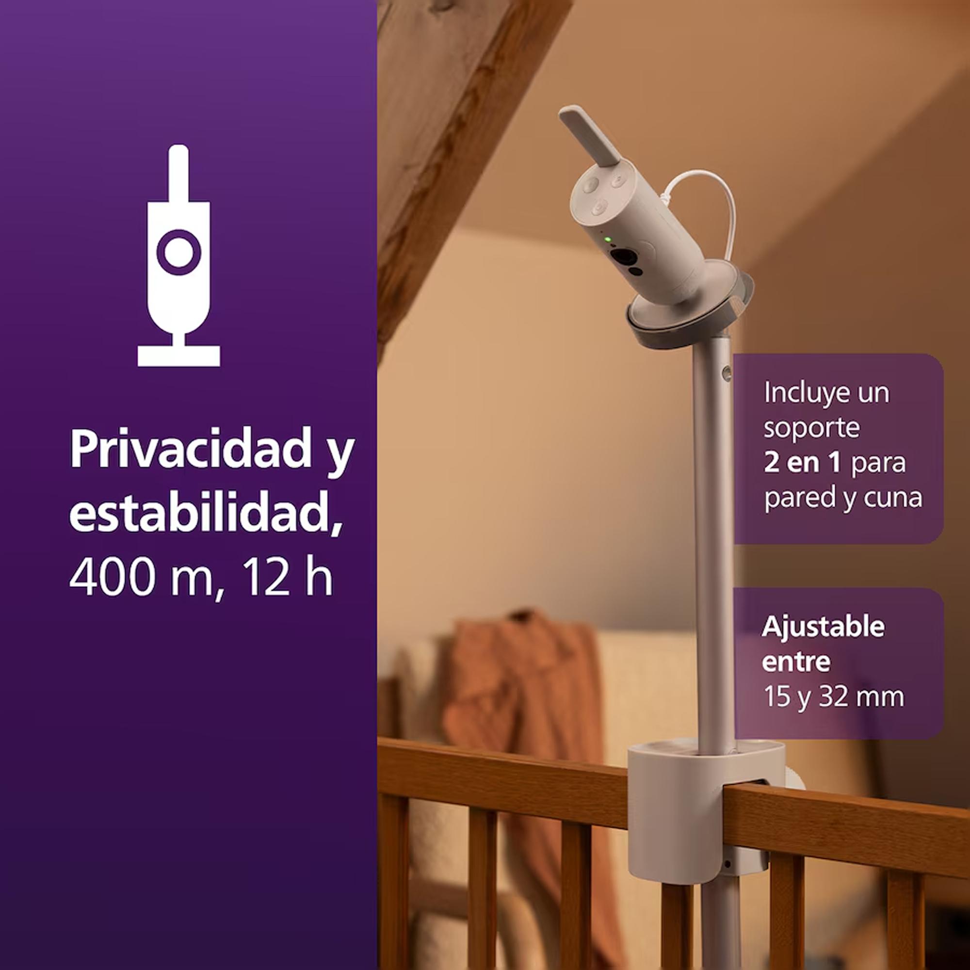 Vigilabebés conectado premium Philips Avent, seguimiento del sueño y respiración sin dispositivos, detección llanto, pantalla 5" - Nácar Nácar-9