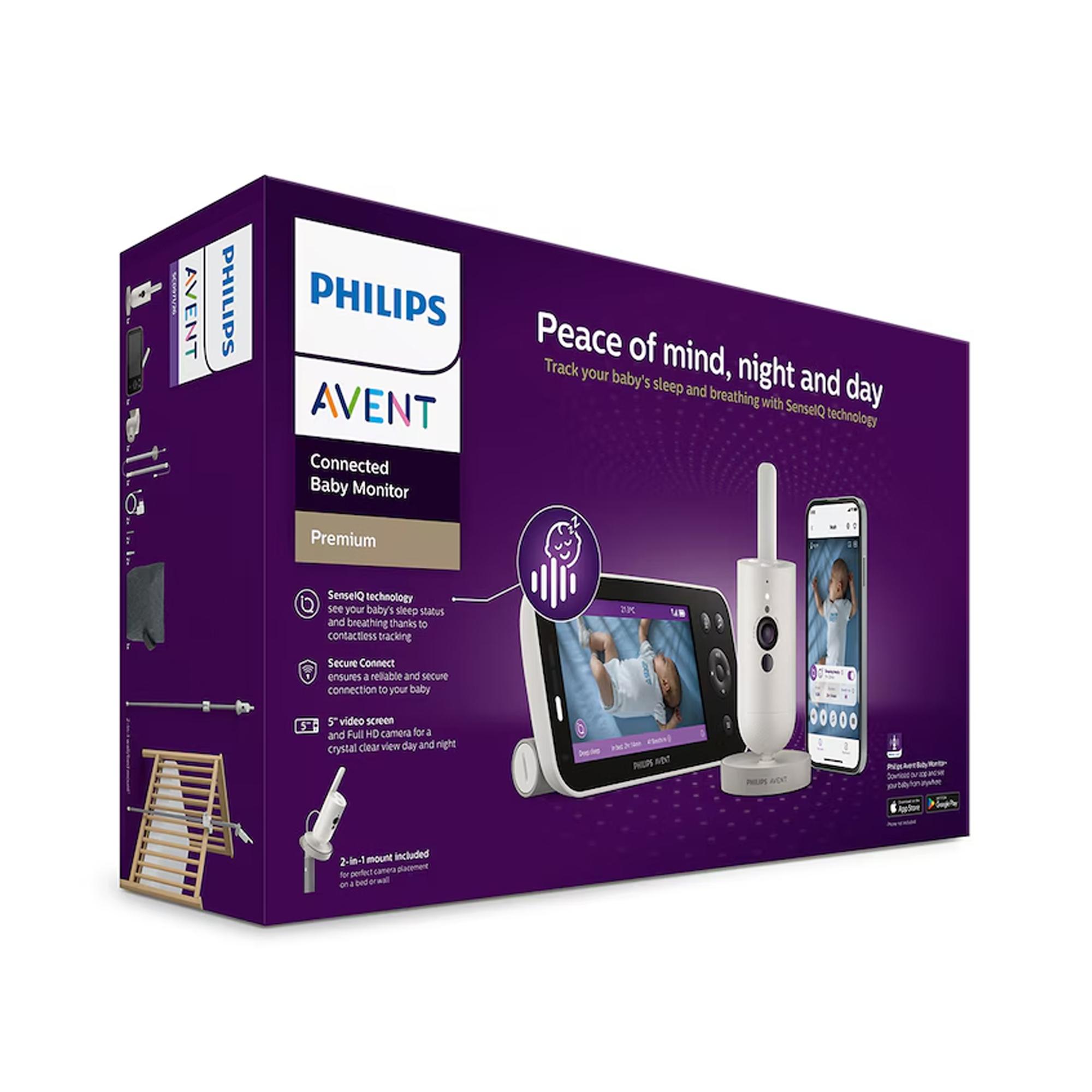Vigilabebés conectado premium Philips Avent, seguimiento del sueño y respiración sin dispositivos, detección llanto, pantalla 5" - Nácar Nácar-10