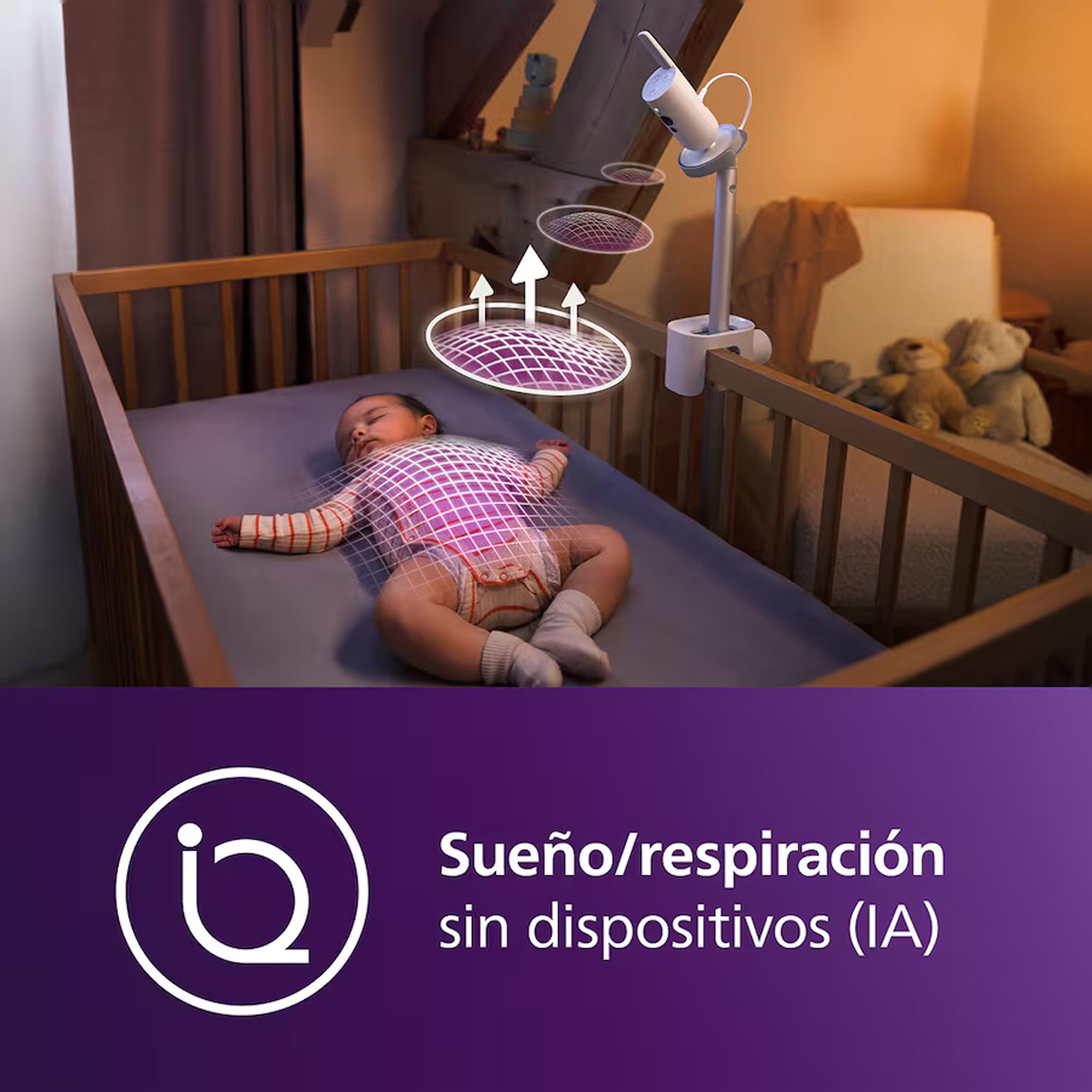Vigilabebés conectado premium Philips Avent, seguimiento del sueño y respiración sin dispositivos, detección llanto, pantalla 5" - Nácar Nácar-11