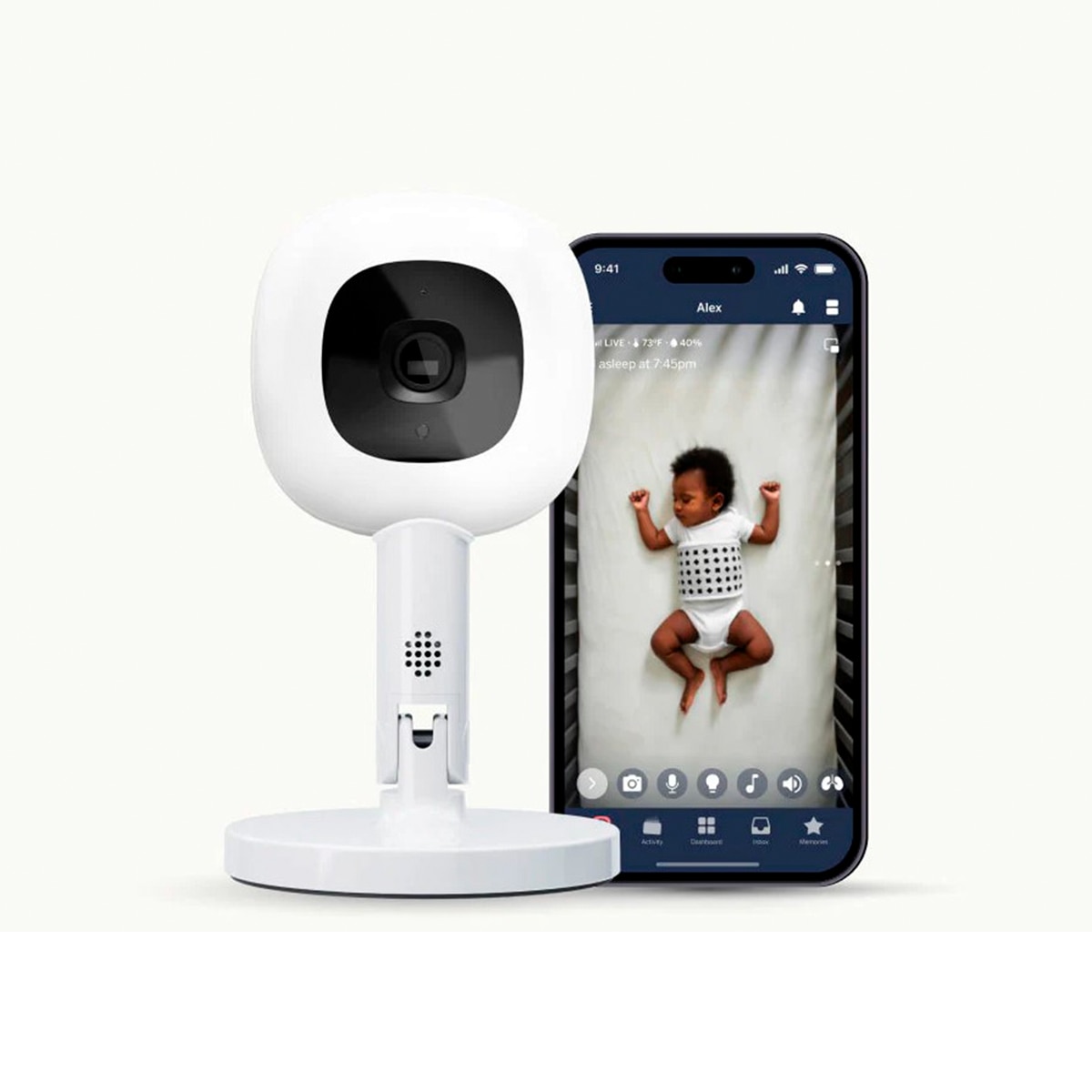 Monitor de Bebés NANIT com IA e Suporte Flexível Branco-1