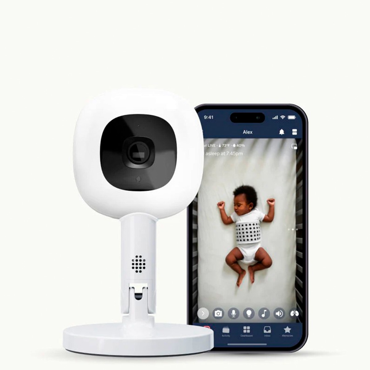 Monitor de Bebés NANIT com IA e Suporte Flexível Branco-5