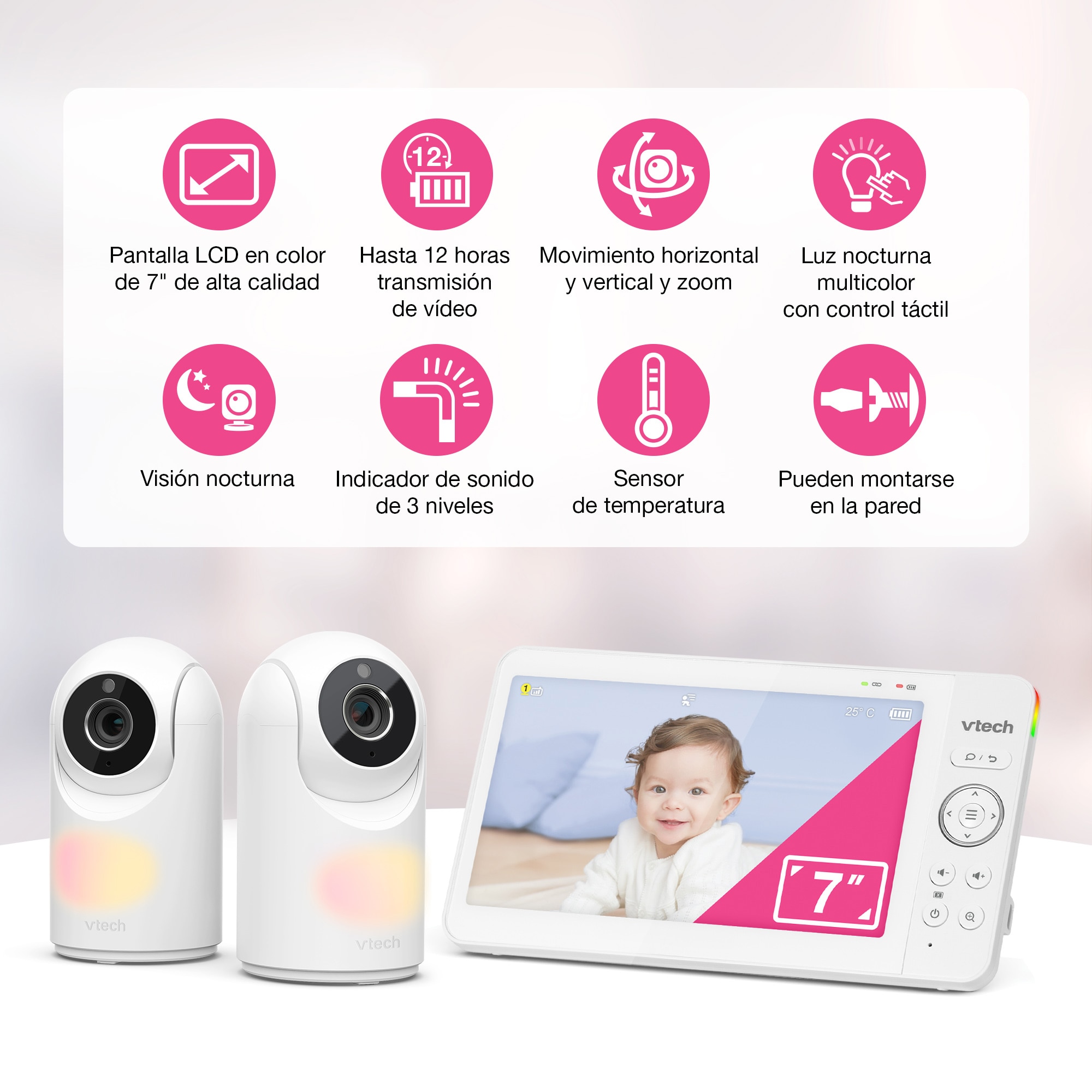 Intercomunicador Vtech com Ecrã de 7" HQ e Duas Câmaras Branco-5