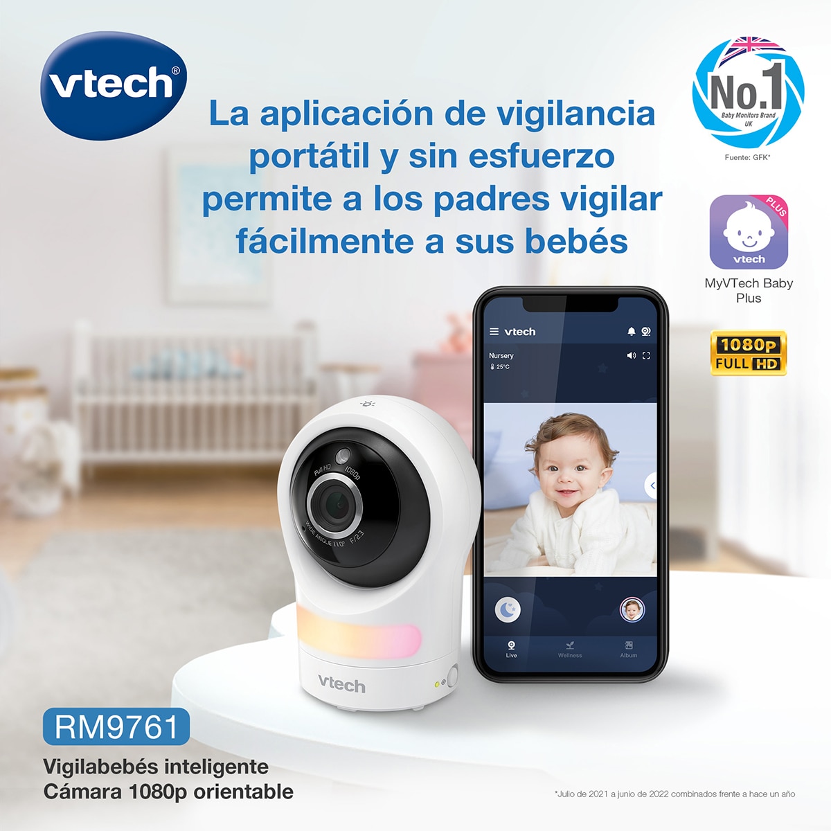 Vigilabebés solo cámara Vtech sin unidad de padres - Blanco Blanco-6