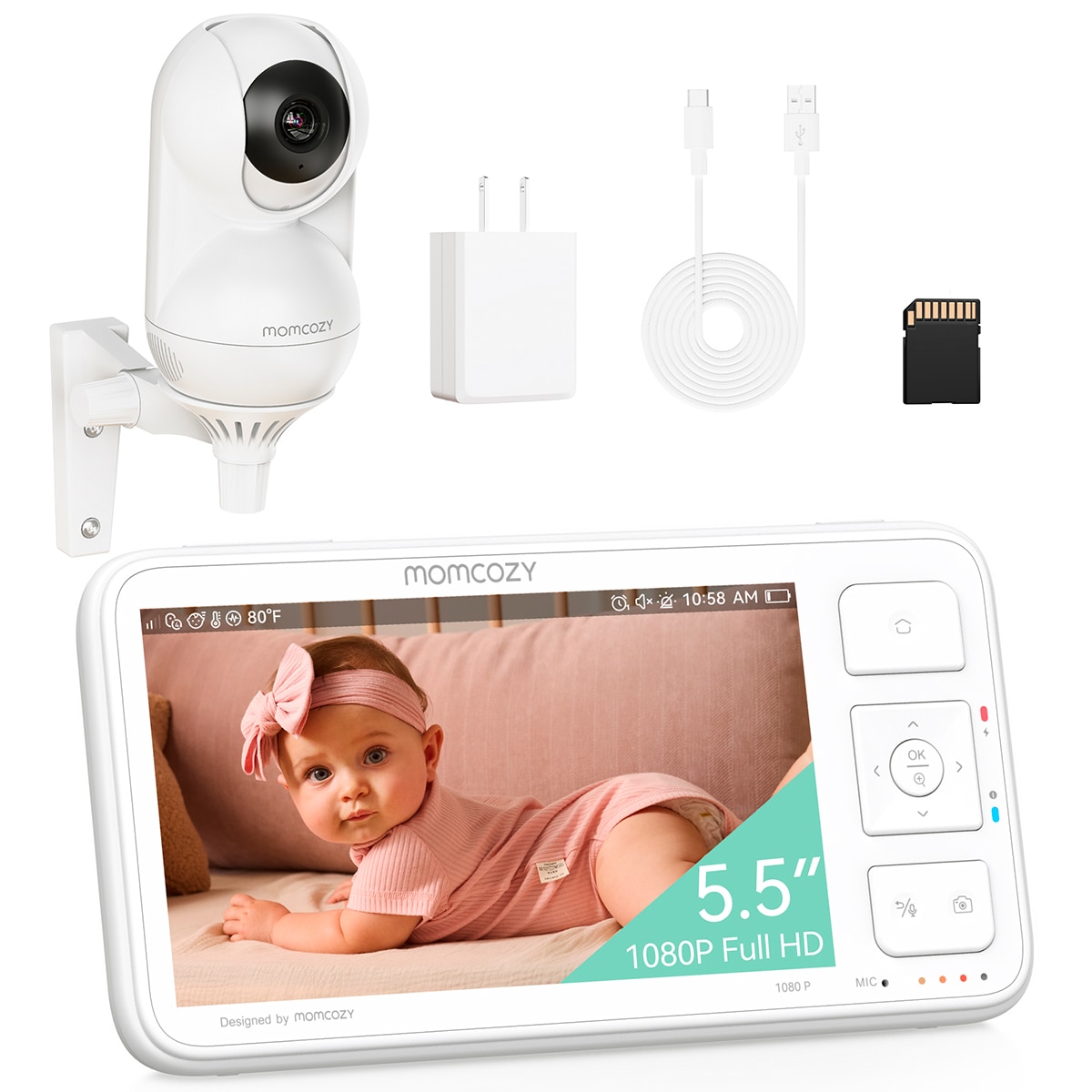 Imagen 6 de Vigilabebés video Momcozy BM03 5,5" - Blanco Blanco
