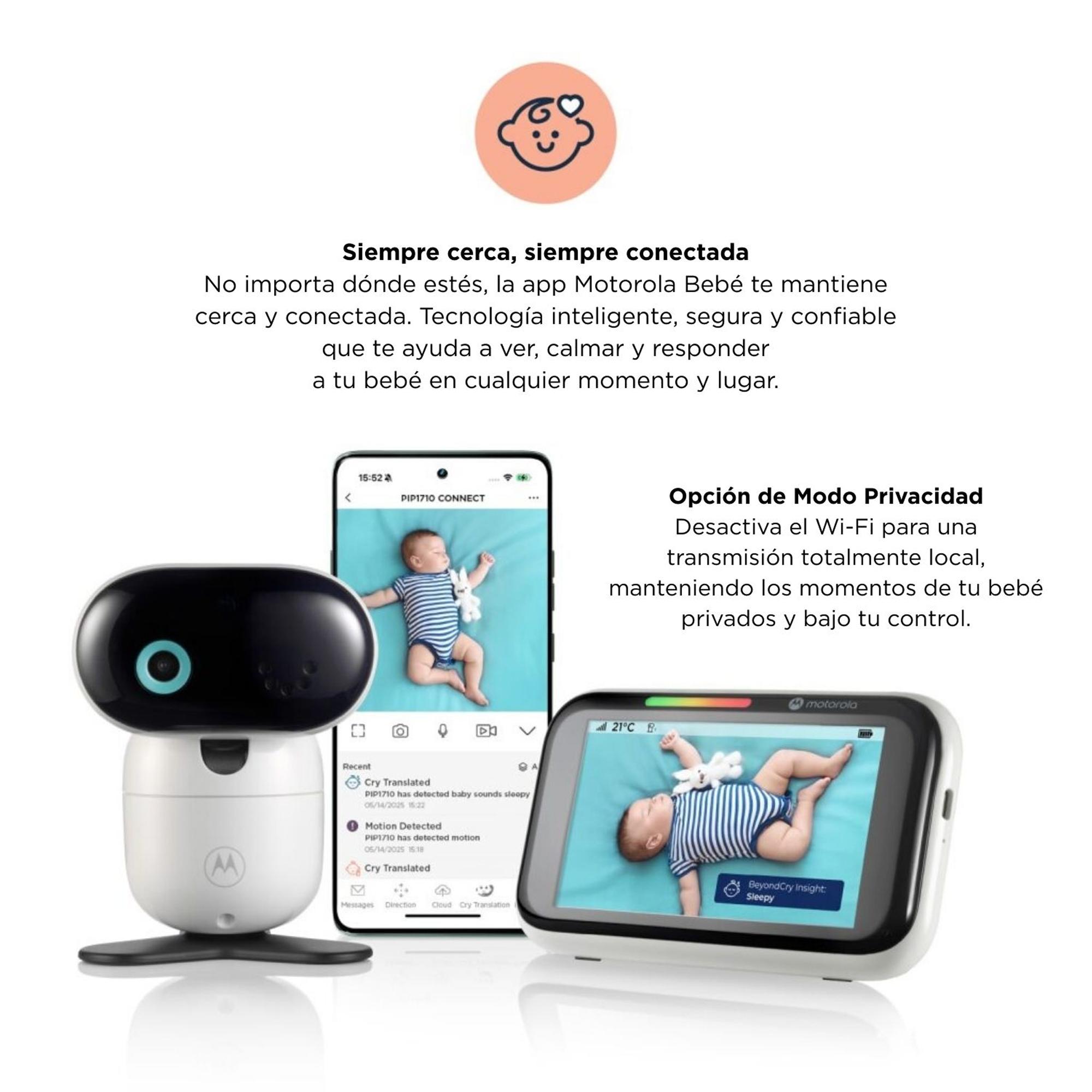 Monitor de Vídeo para Bebés 5" Conectado por Wi-Fi com Detetor de Choro Branco-6