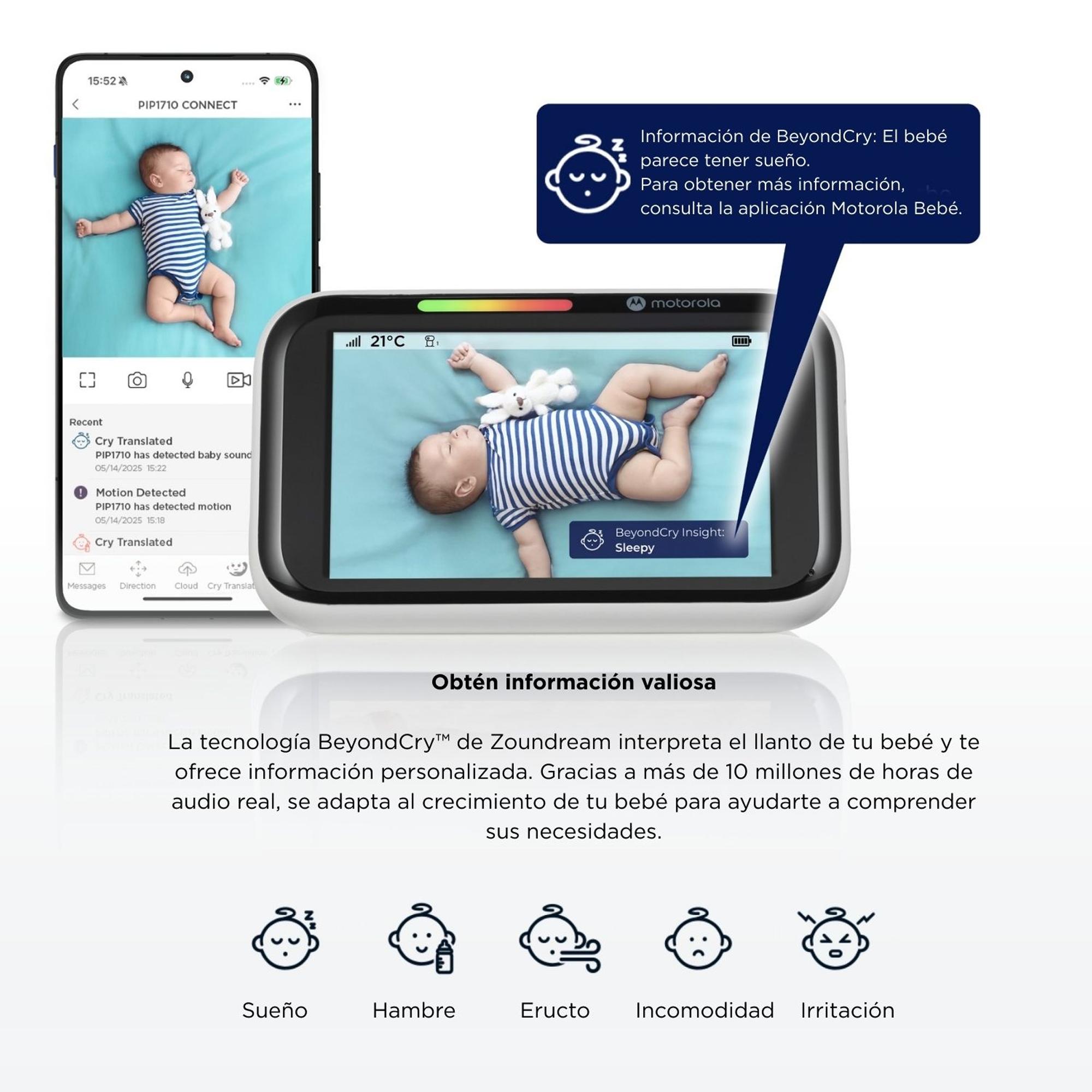 Monitor de Vídeo para Bebés 5" Conectado por Wi-Fi com Detetor de Choro Branco-7