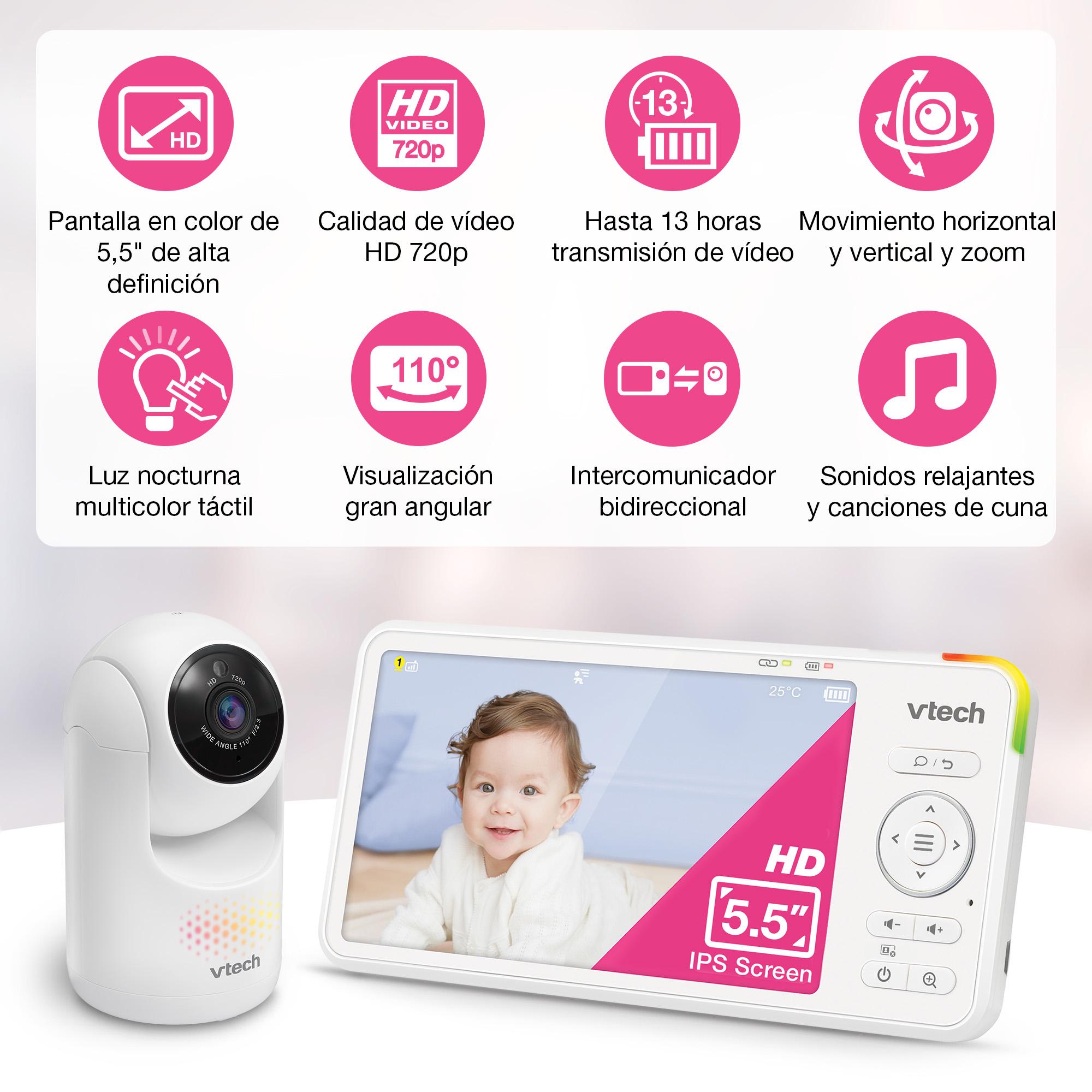 Intercomunicador de Bebés com Ecrã de 5,5" HD e Câmara Orientável Branco-13