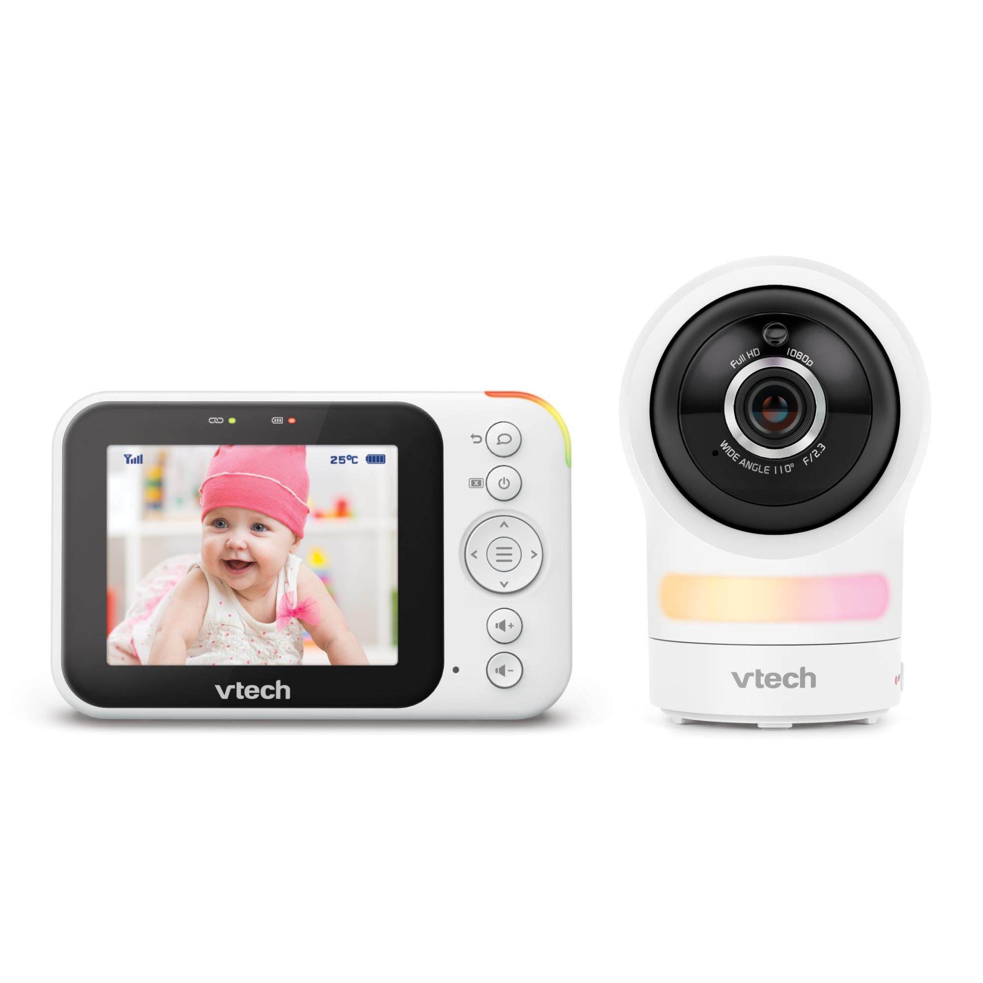 VTech - Vigilabebés video Vtech con pantalla de 3,5" HD wifi y cámara orientable.