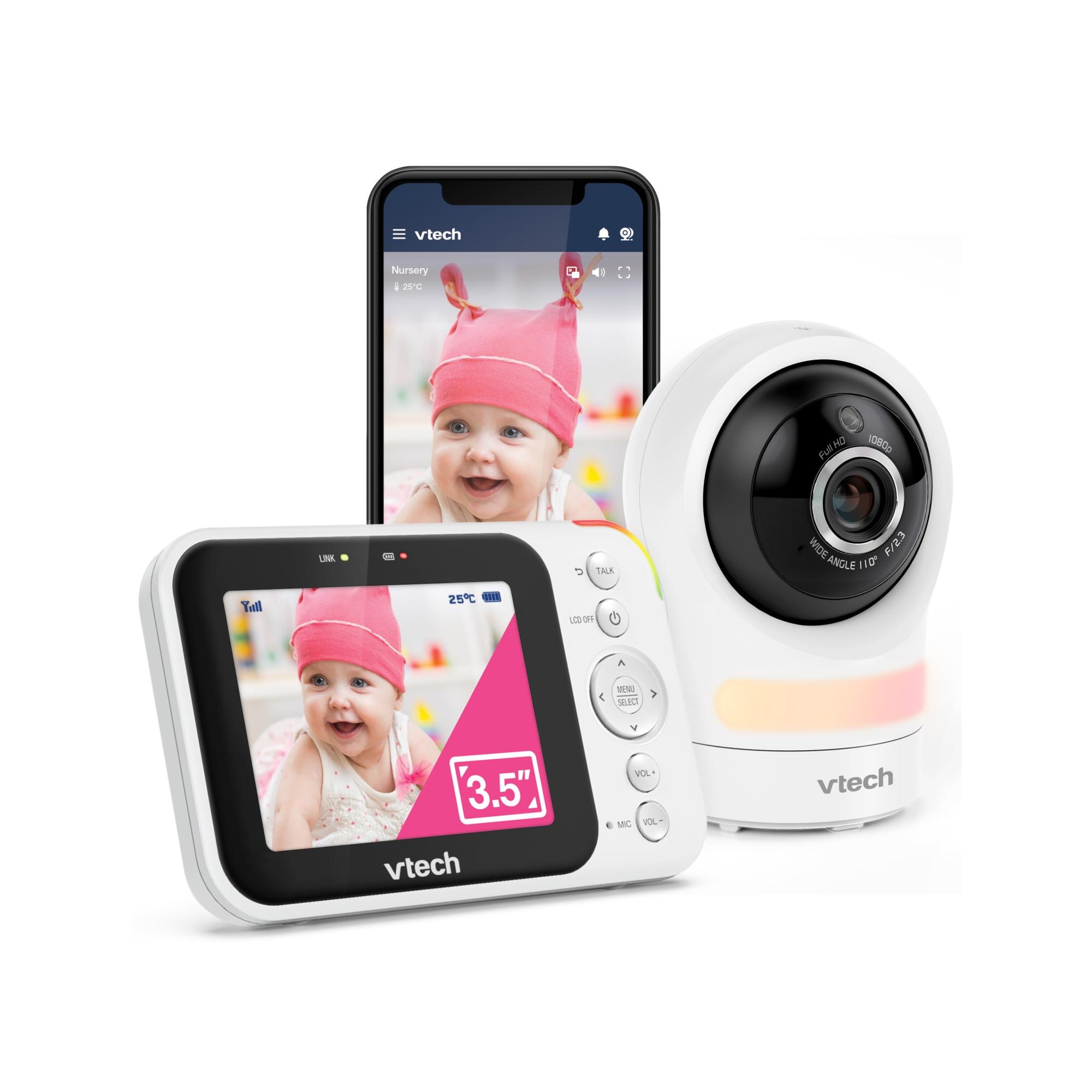 Monitor de Bebés de Vídeo com Ecrã de 3,5" HD WiFi e Câmara Orientável Branco-3