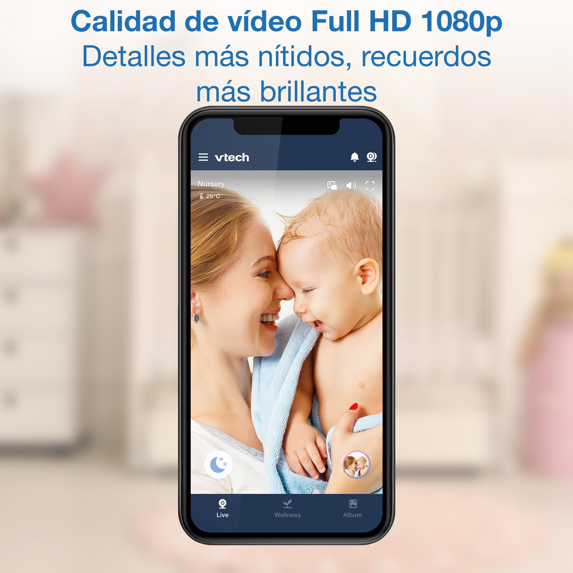 Monitor de Bebés de Vídeo com Ecrã de 3,5" HD WiFi e Câmara Orientável Branco-9