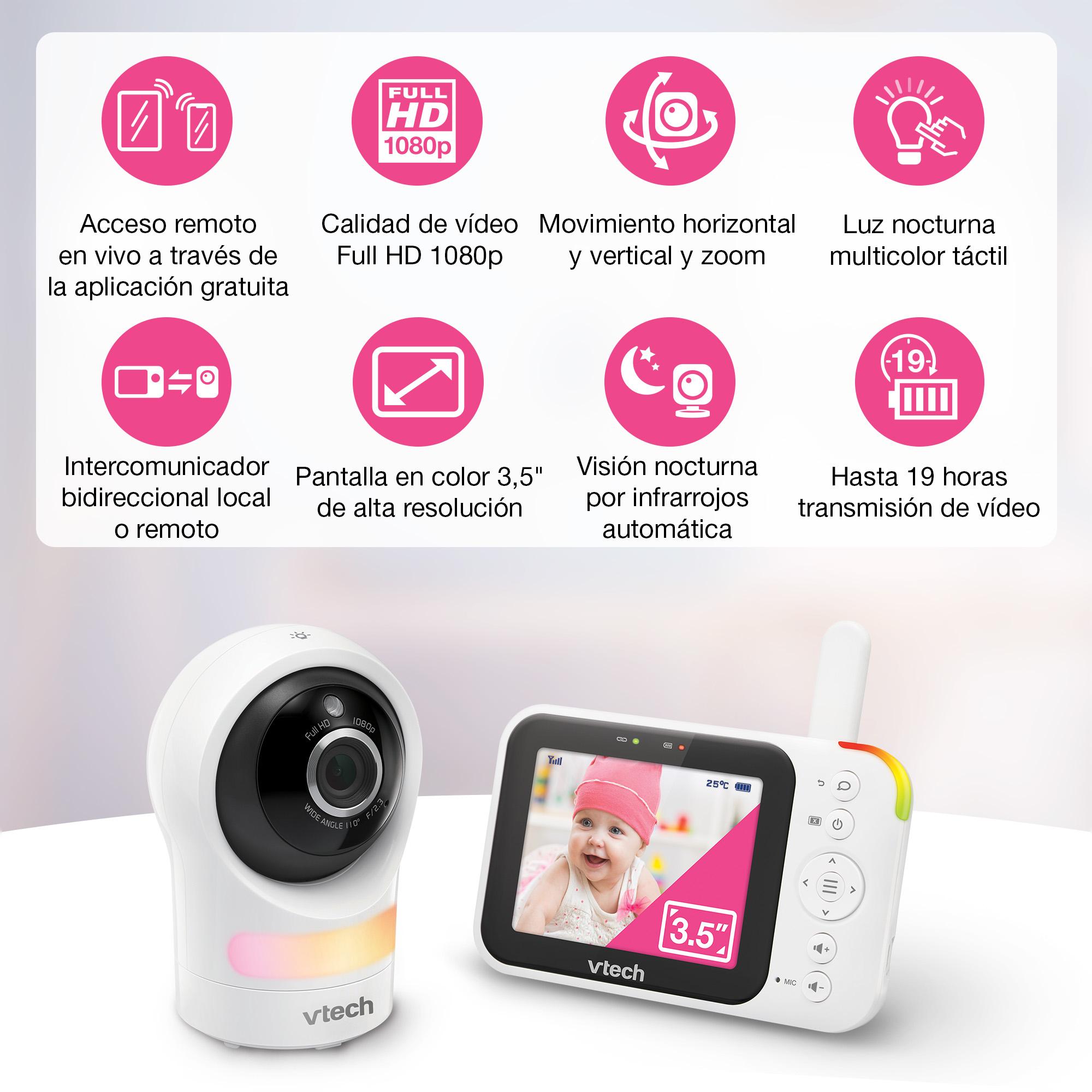 Monitor de Bebés de Vídeo com Ecrã de 3,5" HD WiFi e Câmara Orientável Branco-11